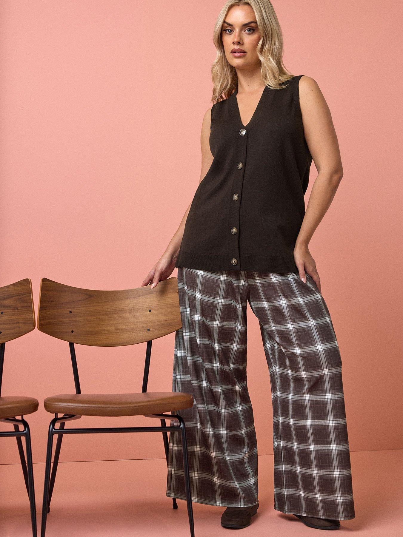 yours-curve-knitted-crepe-check-tapered-trouser