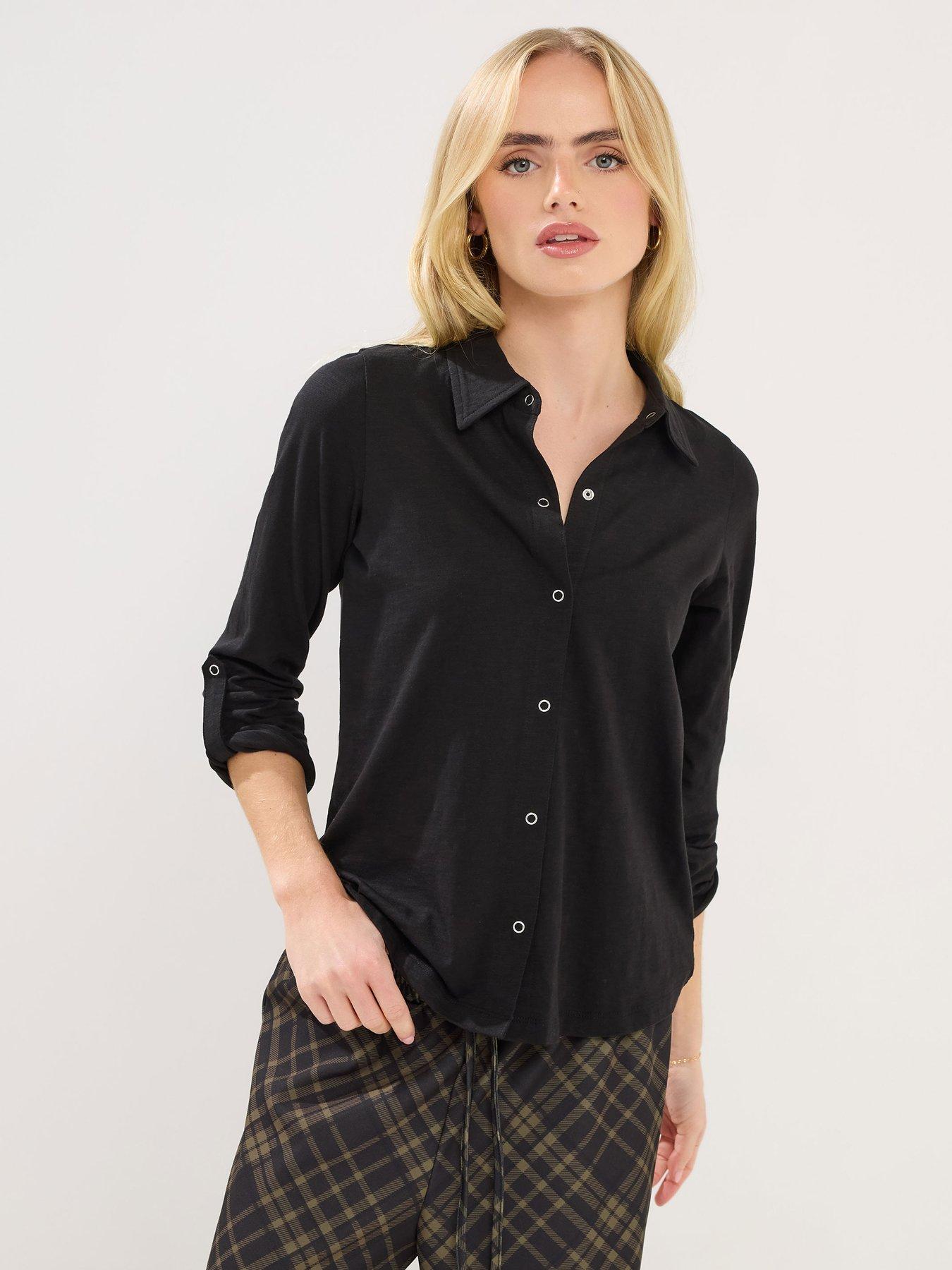 pixiegirl-petite-turn-back-cuff-shirt-black