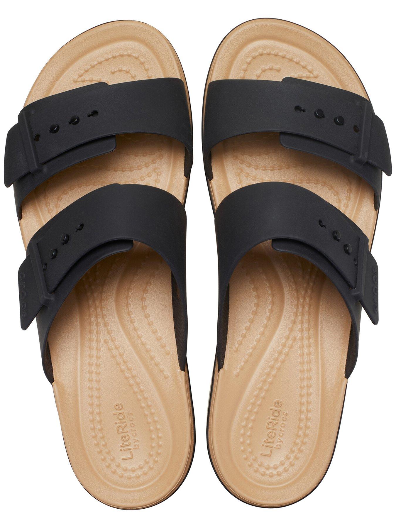 Image 3 of 5 of Crocs Brooklyn Buckle Matte Wrap Low Wedge Sandal - Black
