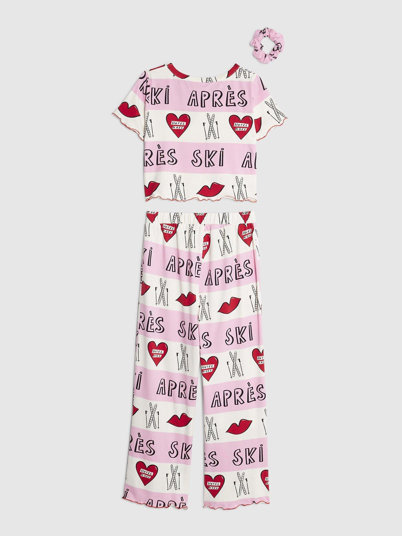 Image 3 of 5 of River Island Older Girls Nephthys Apres Ski Pyjama Set - Pink
