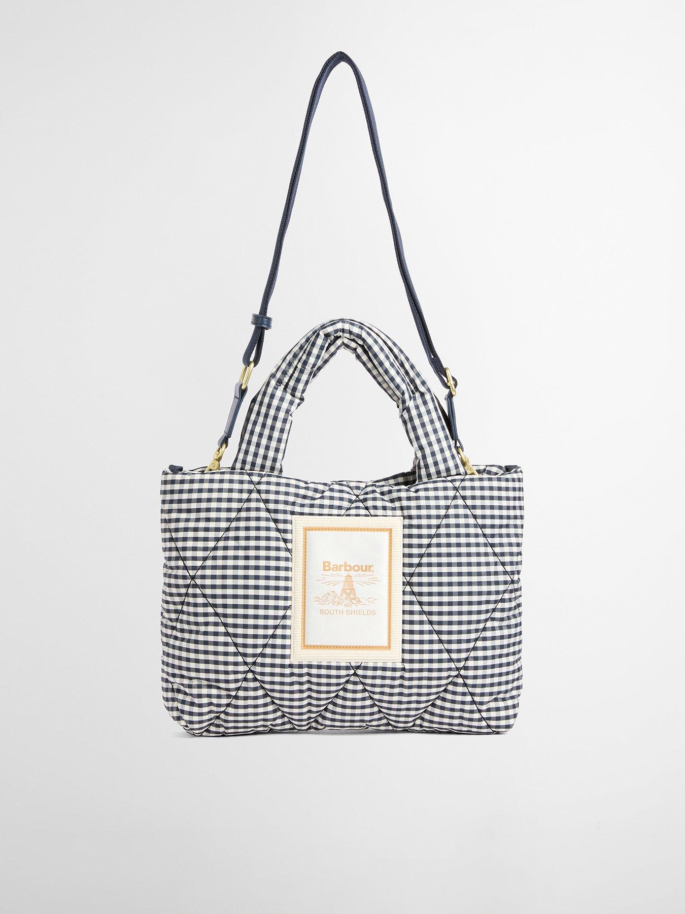 Image 1 of 3 of Barbour Riah Mini Quilted Tote Bag - Black/White Gingham Check