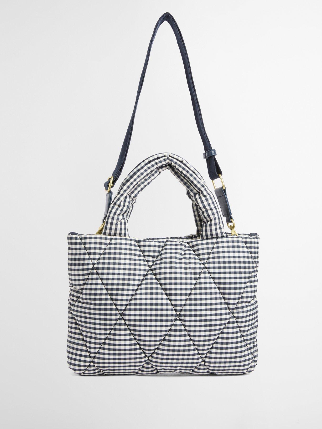 Image 2 of 3 of Barbour Riah Mini Quilted Tote Bag - Black/White Gingham Check