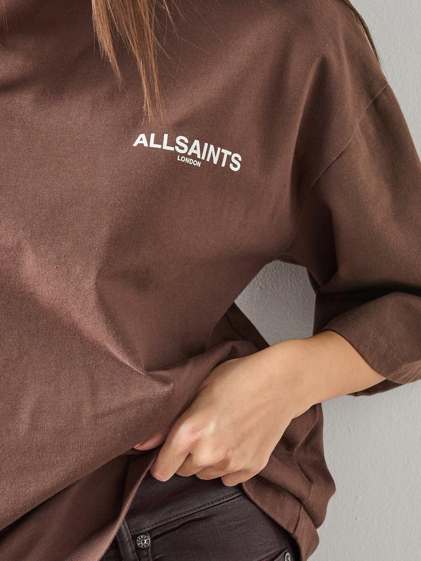 Image 4 of 6 of AllSaints Guardian Amelie Oversized T-Shirt - Brown