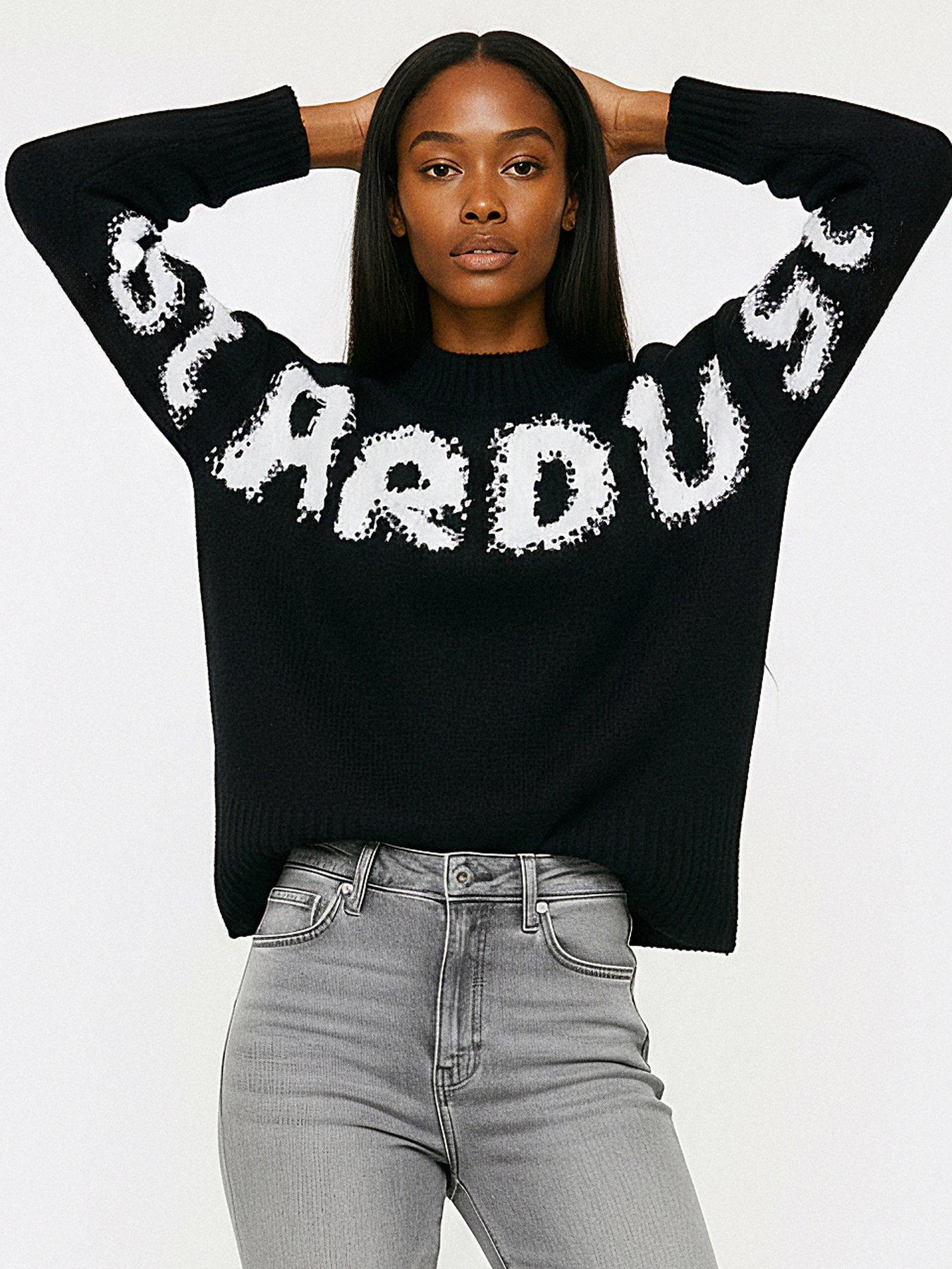 Religion Cute Fit Stardust Jumper In Soft Wool Mix Yarn With Large Slogan