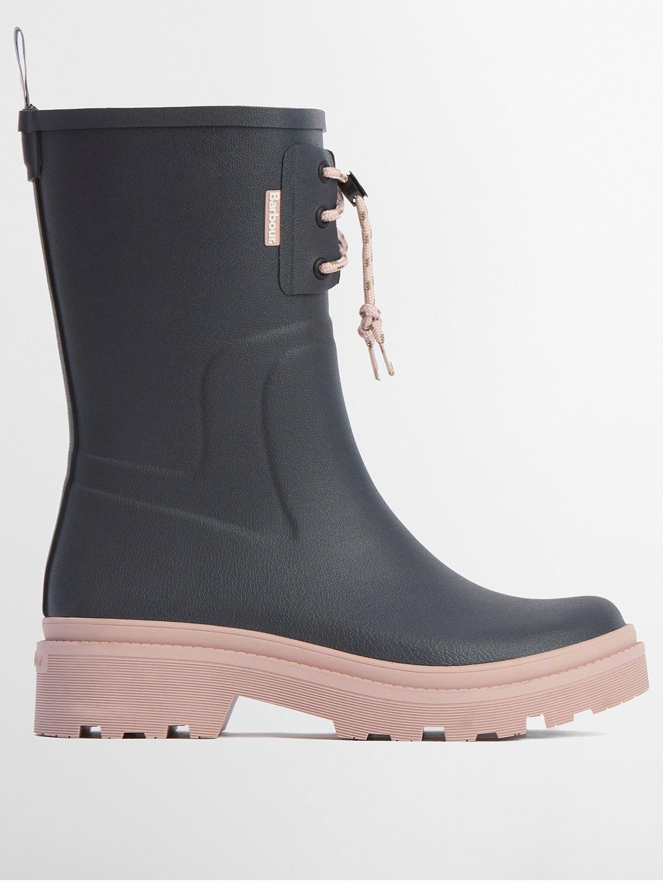 Barbour Devlin Mid Welly - Grey/Gardenia Pink