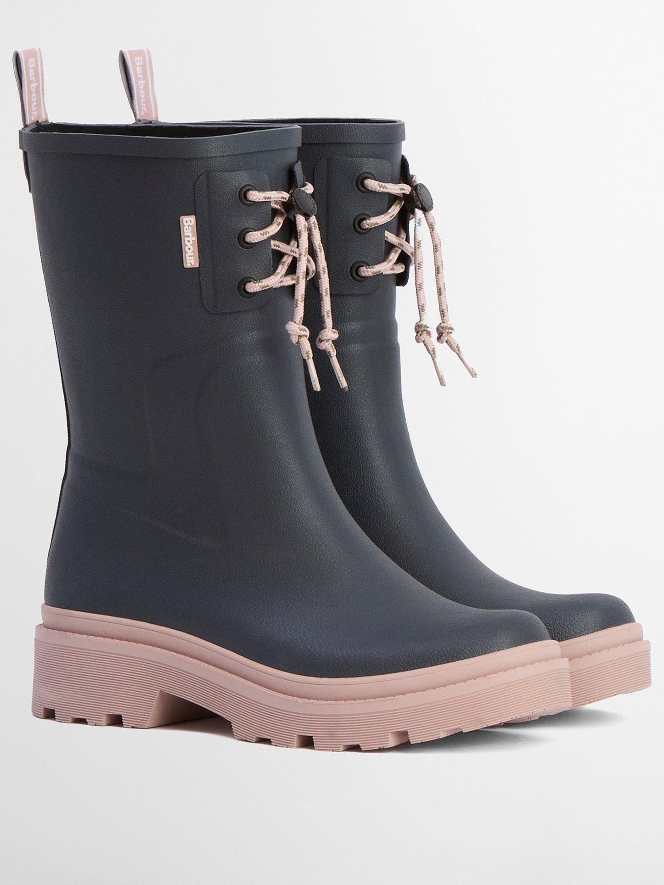 Image 2 of 3 of Barbour Devlin Mid Welly - Grey/Gardenia Pink