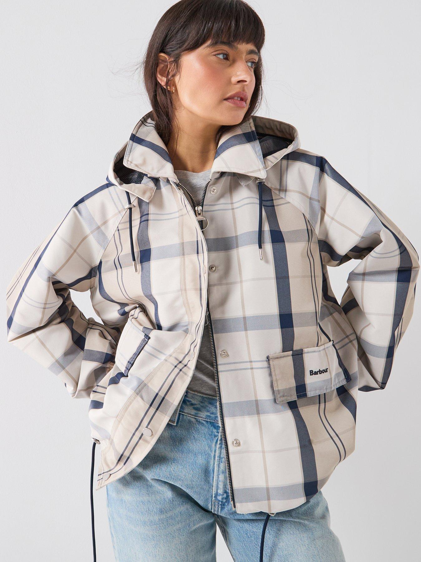 Image 1 of 6 of Barbour Ballina Check Showerproof Jacket - Navy