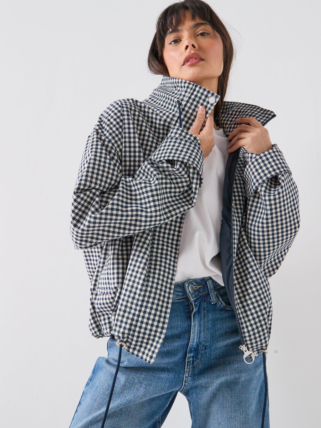Image 1 of 6 of Barbour Bronwyn Check Showerproof Jacket - Navy