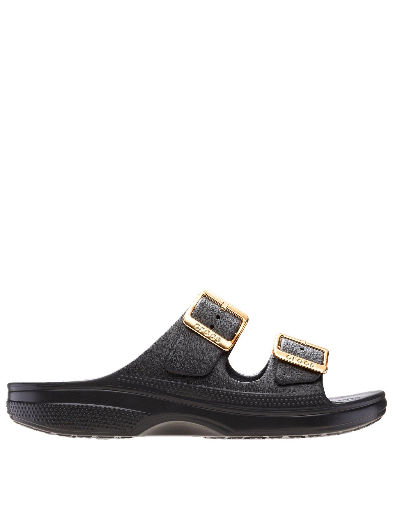 Image 1 of 6 of Crocs Classic Metallic Buckle Sandal - Black