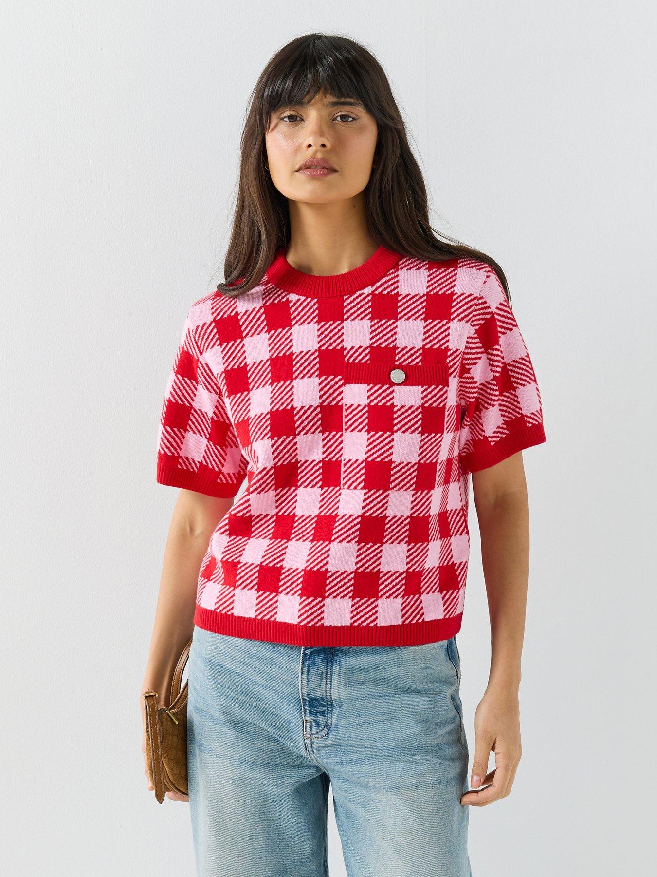 barbour-esther-checked-short-sleeve-jumper-multi