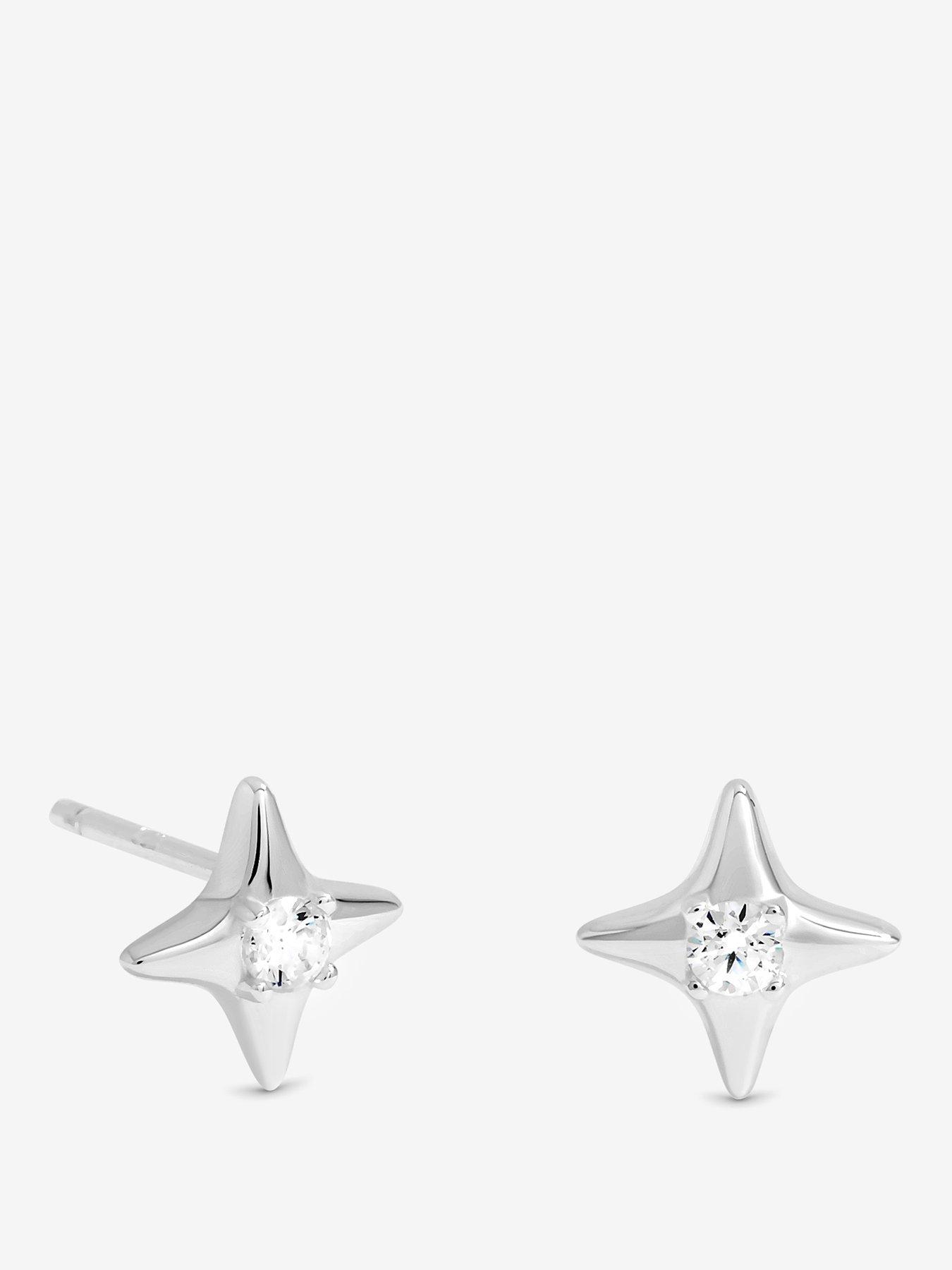 Jon Richard Simply Silver Sterling Silver 925 Cubic Zirconia Celestial Mini Stud Earrings