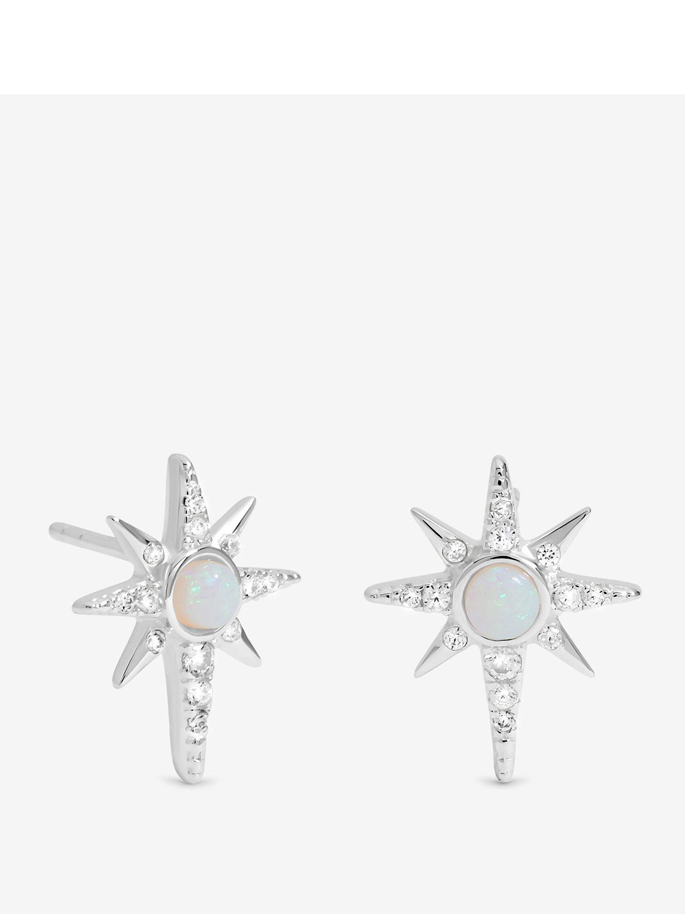 Jon Richard Simply Silver Sterling Silver 925 Celestial Opal Stud Earrings