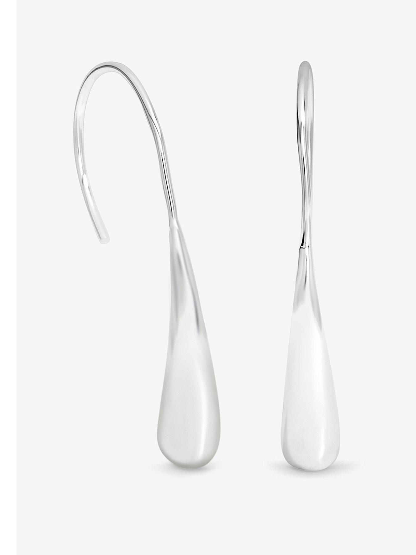Image 1 of 3 of Jon Richard Simply Silver Sterling Silver 925 Polished Fluid Fishhook Drop Earrings