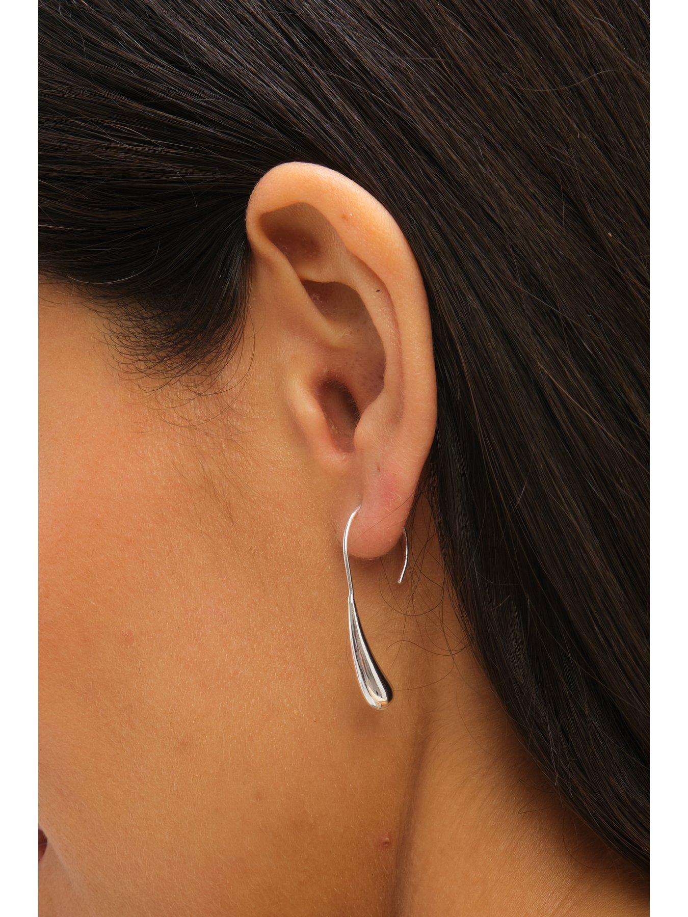 Image 2 of 3 of Jon Richard Simply Silver Sterling Silver 925 Polished Fluid Fishhook Drop Earrings