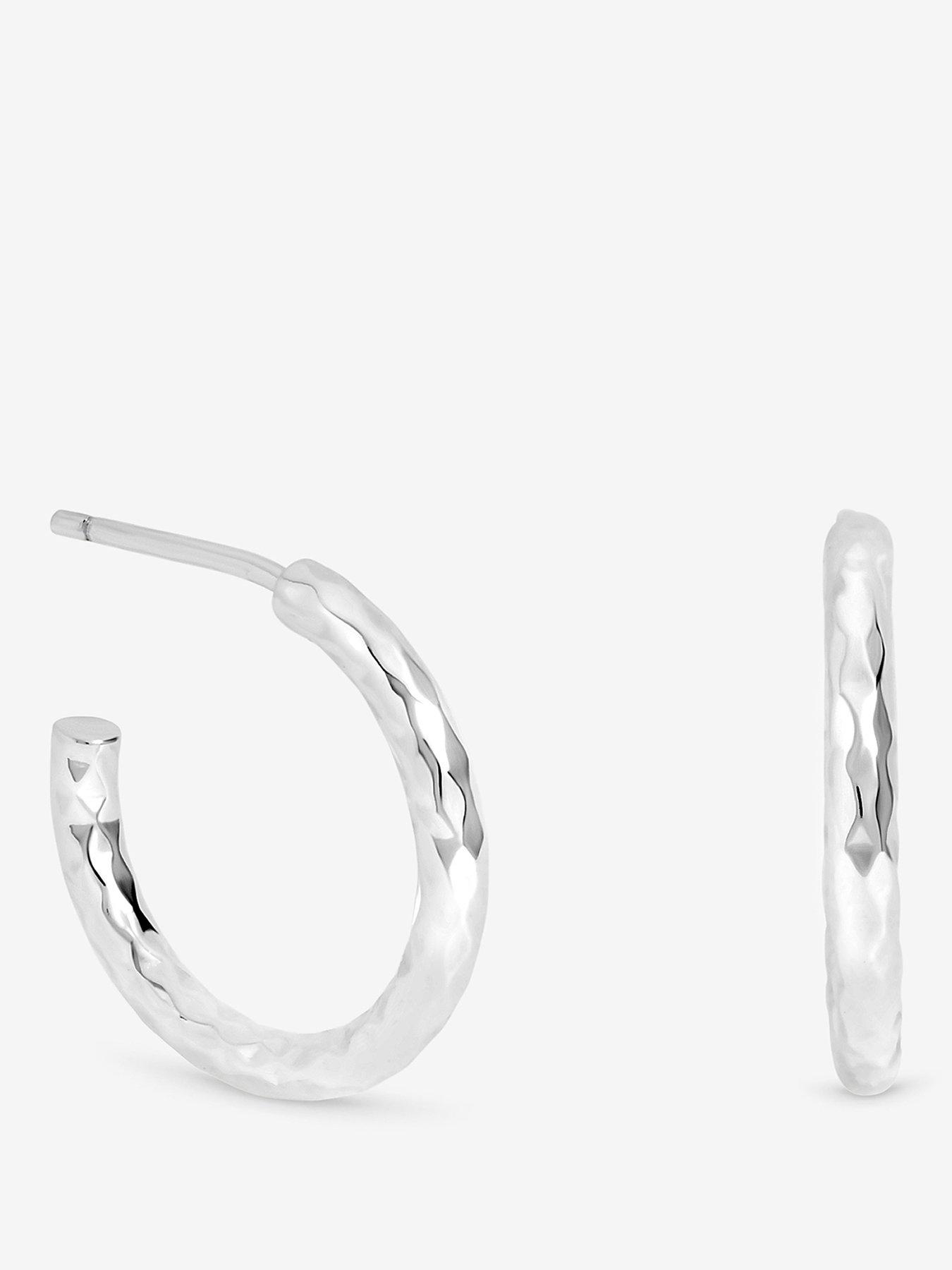 Jon Richard Simply Silver Sterling Silver 925 Polished Diamond Cut Hoop Earrings