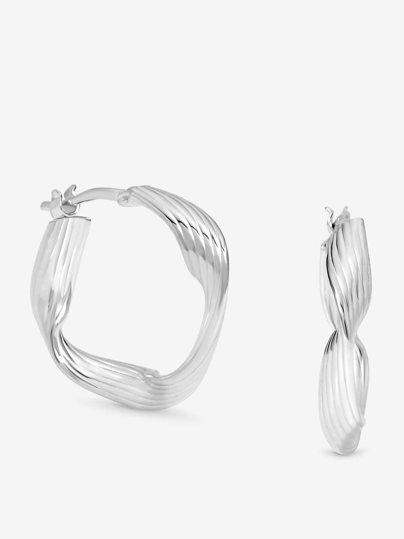 Jon Richard Simply Silver Sterling Silver 925 Polished Soft Diamond Cut Twist Hoop Earrings