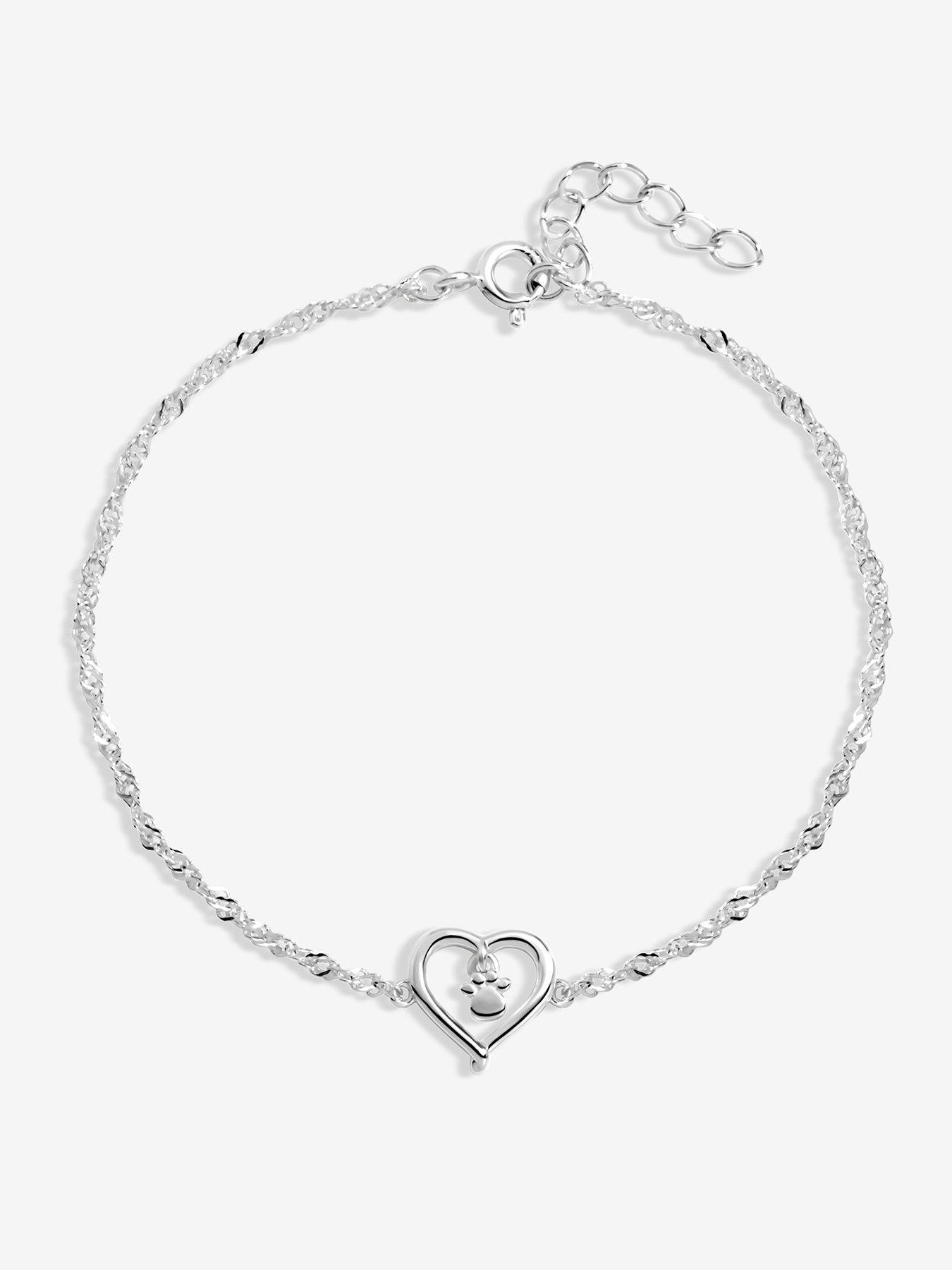 Jon Richard Simply Silver Sterling Silver 925 Polished Paw print Bracelet