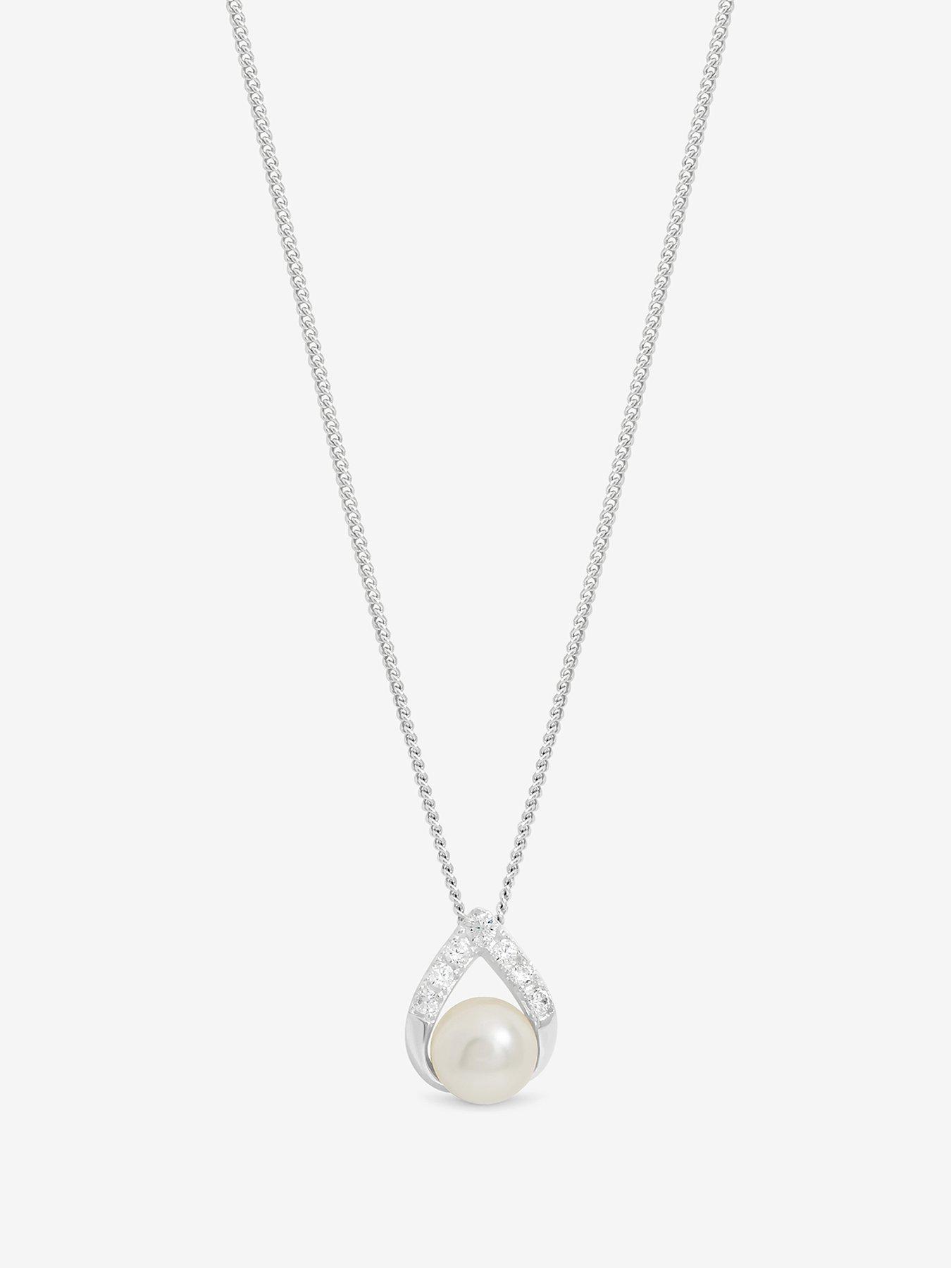 Image 1 of 1 of Jon Richard Simply Silver Sterling Silver 925 Pave and Pearl Pendant