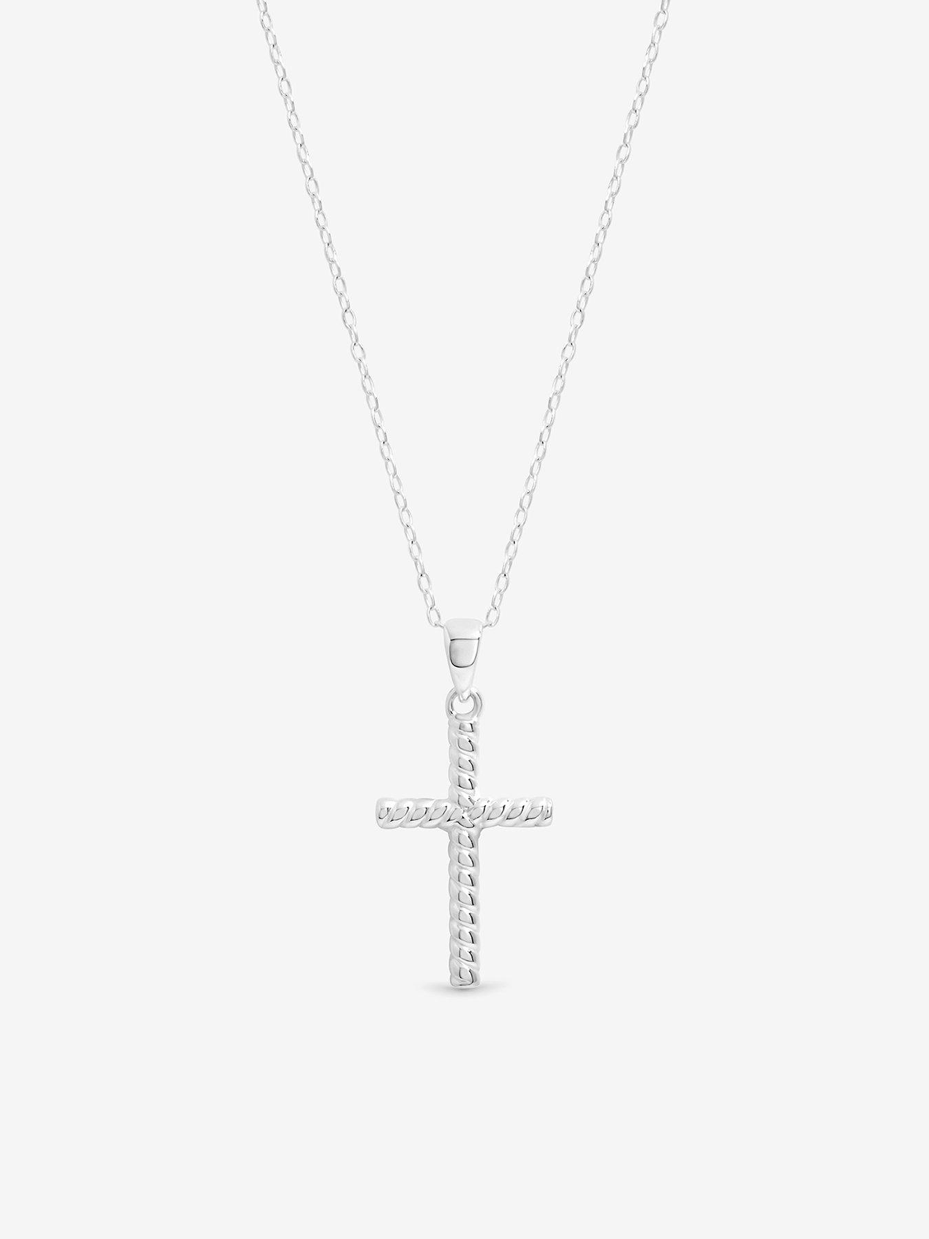 Jon Richard Simply Silver Sterling Silver 925 Polished Ridged Cross Pendant
