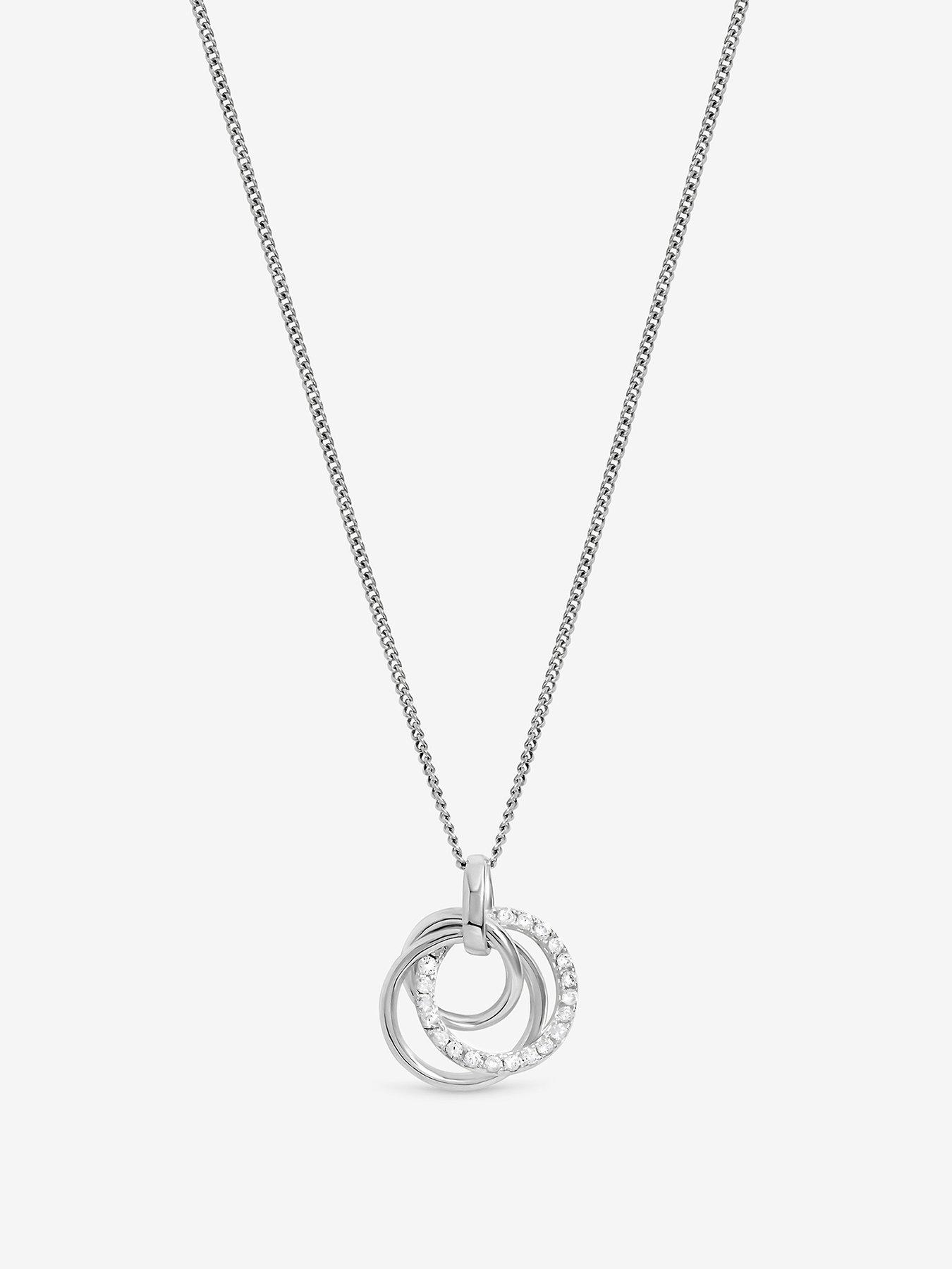 Jon Richard Simply Silver Sterling Silver 925 Cubic Zirconia Interlink Knot Pendant