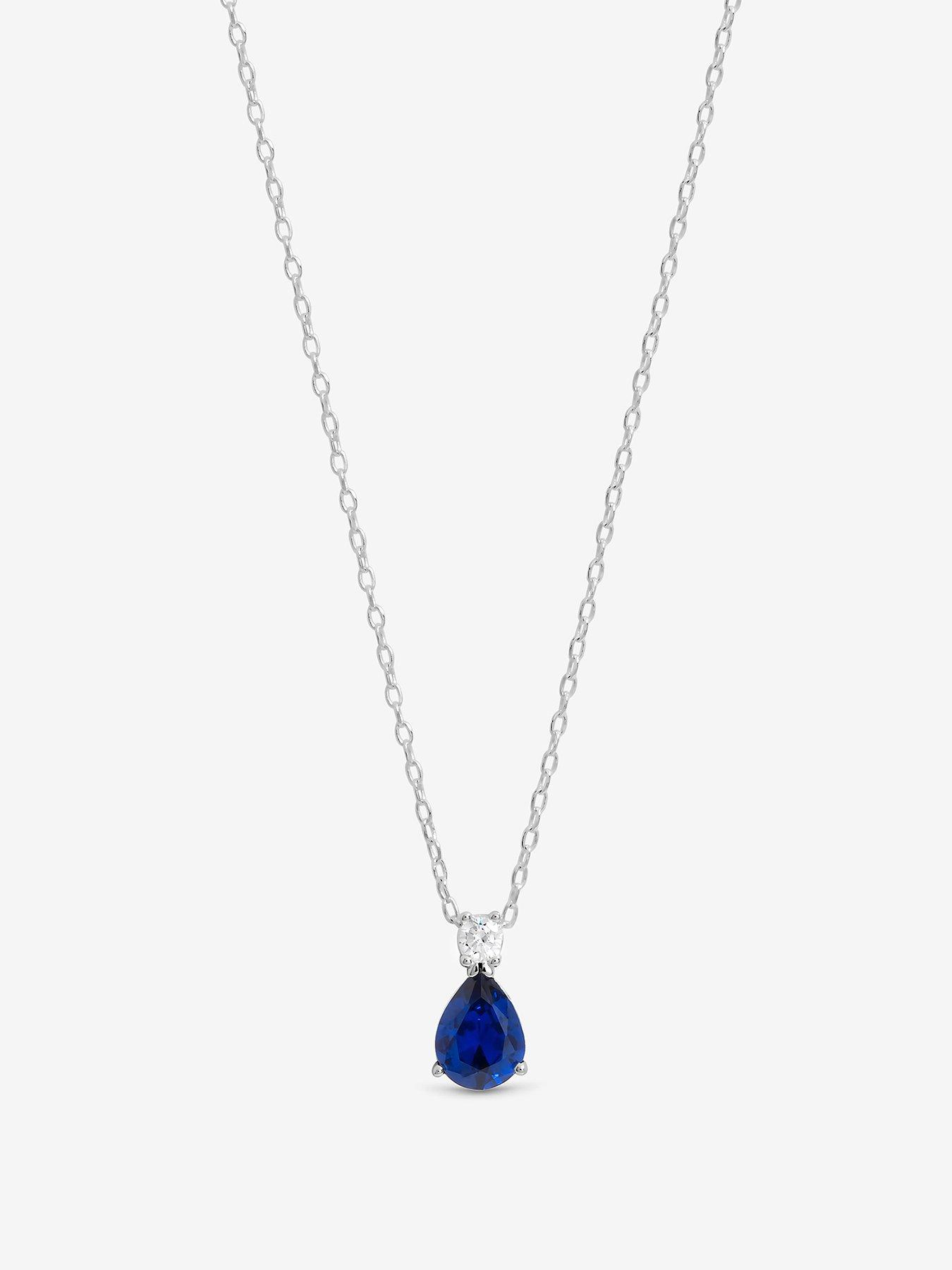 Image 1 of 1 of Jon Richard Simply Silver Sterling Silver 925 Cubic Zirconia Sapphire Pendant