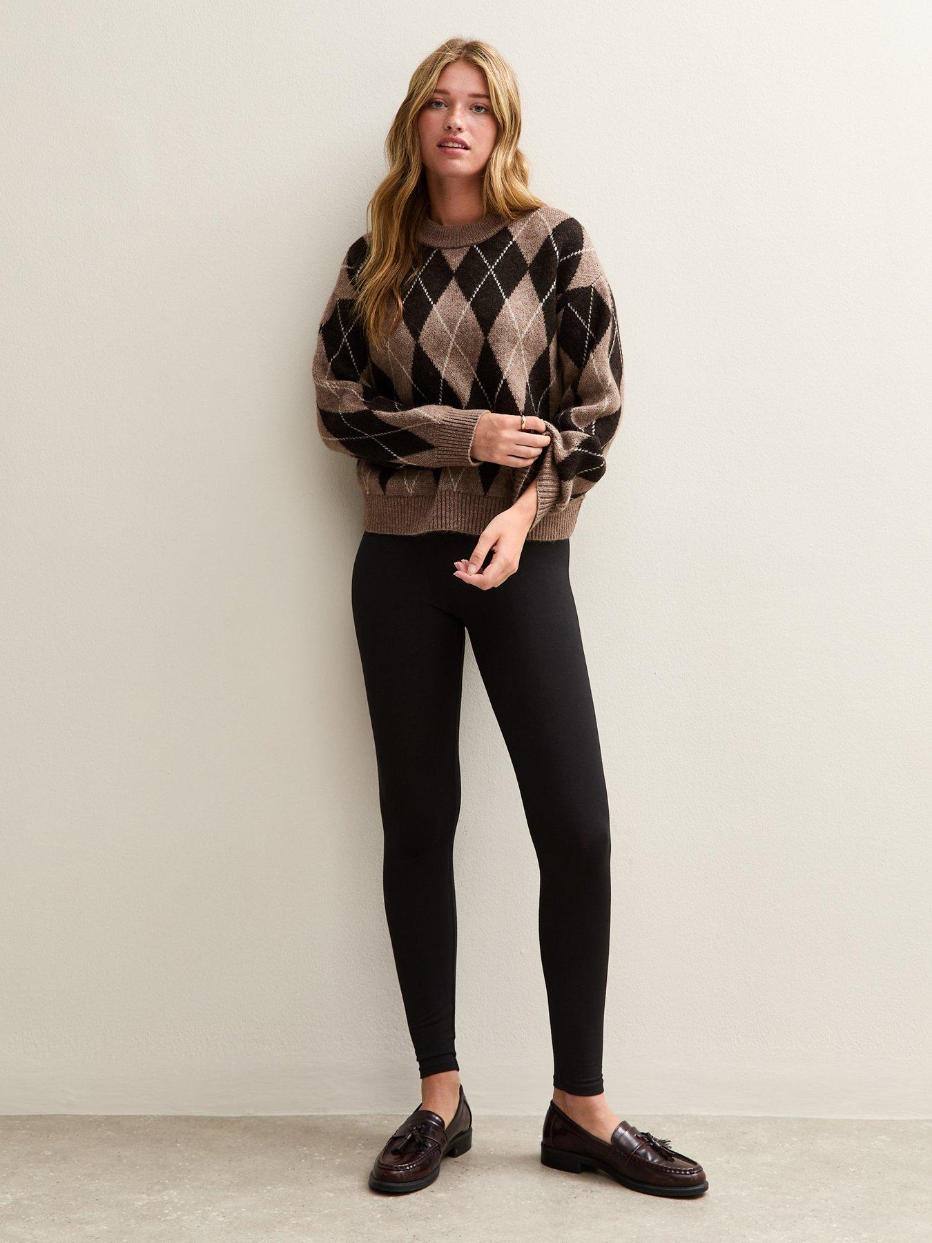 New Look High Waist Stretch Cotton Leggings - Black