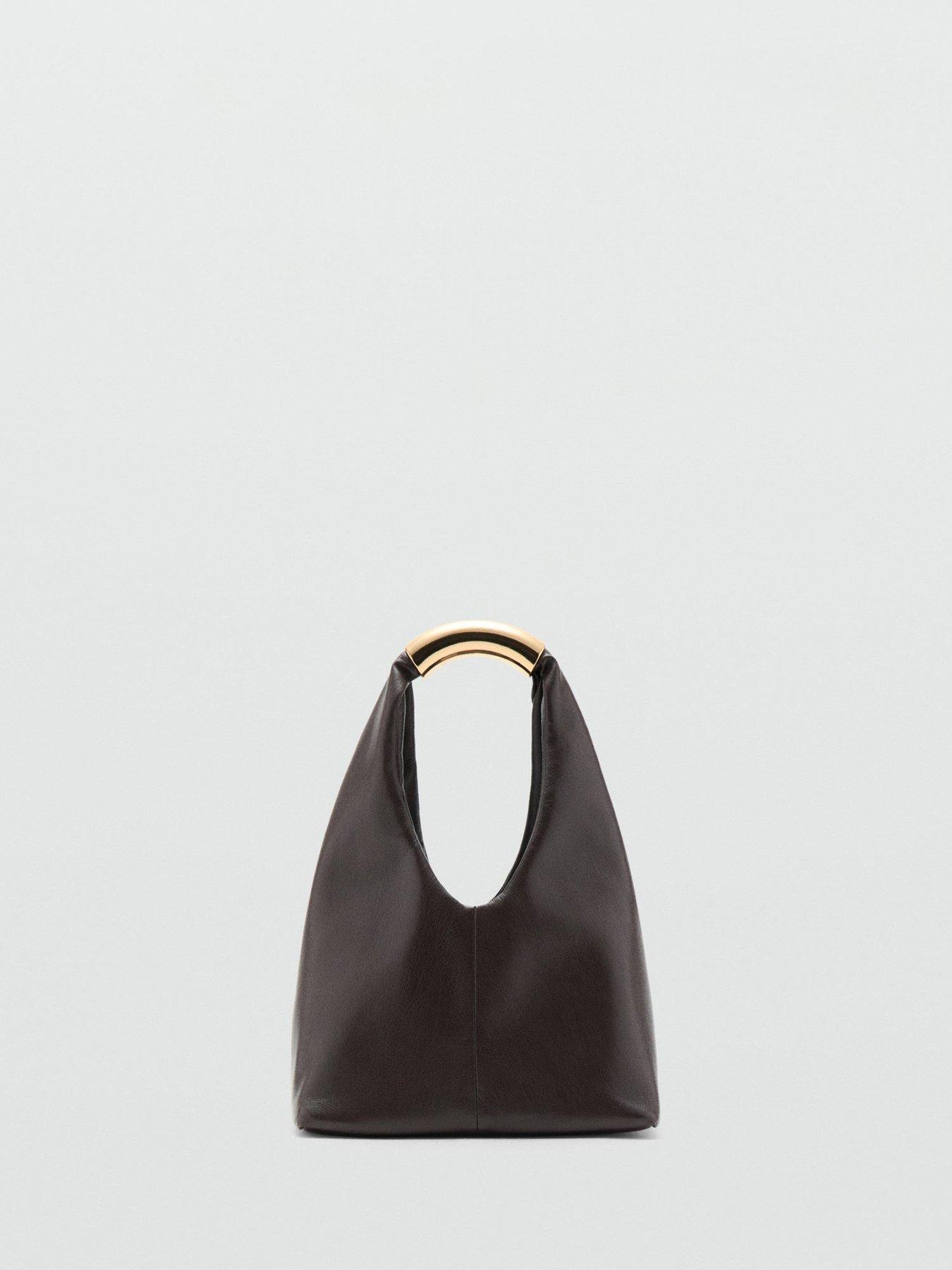 Image 3 of 4 of Mango Handbag With Metal Handle - Brown