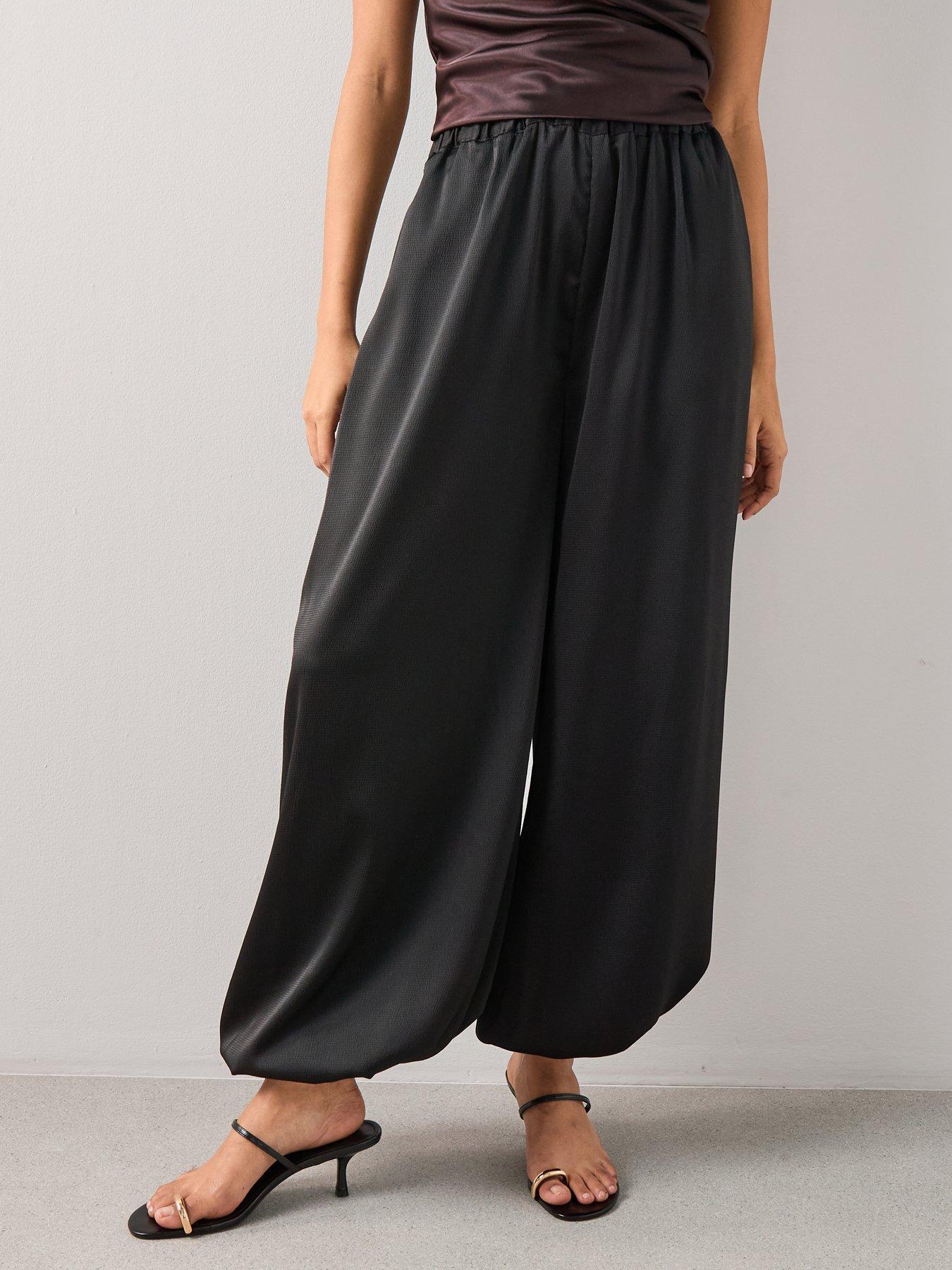 Image 1 of 6 of The Very Collection Satin Balloon Trousers - Black