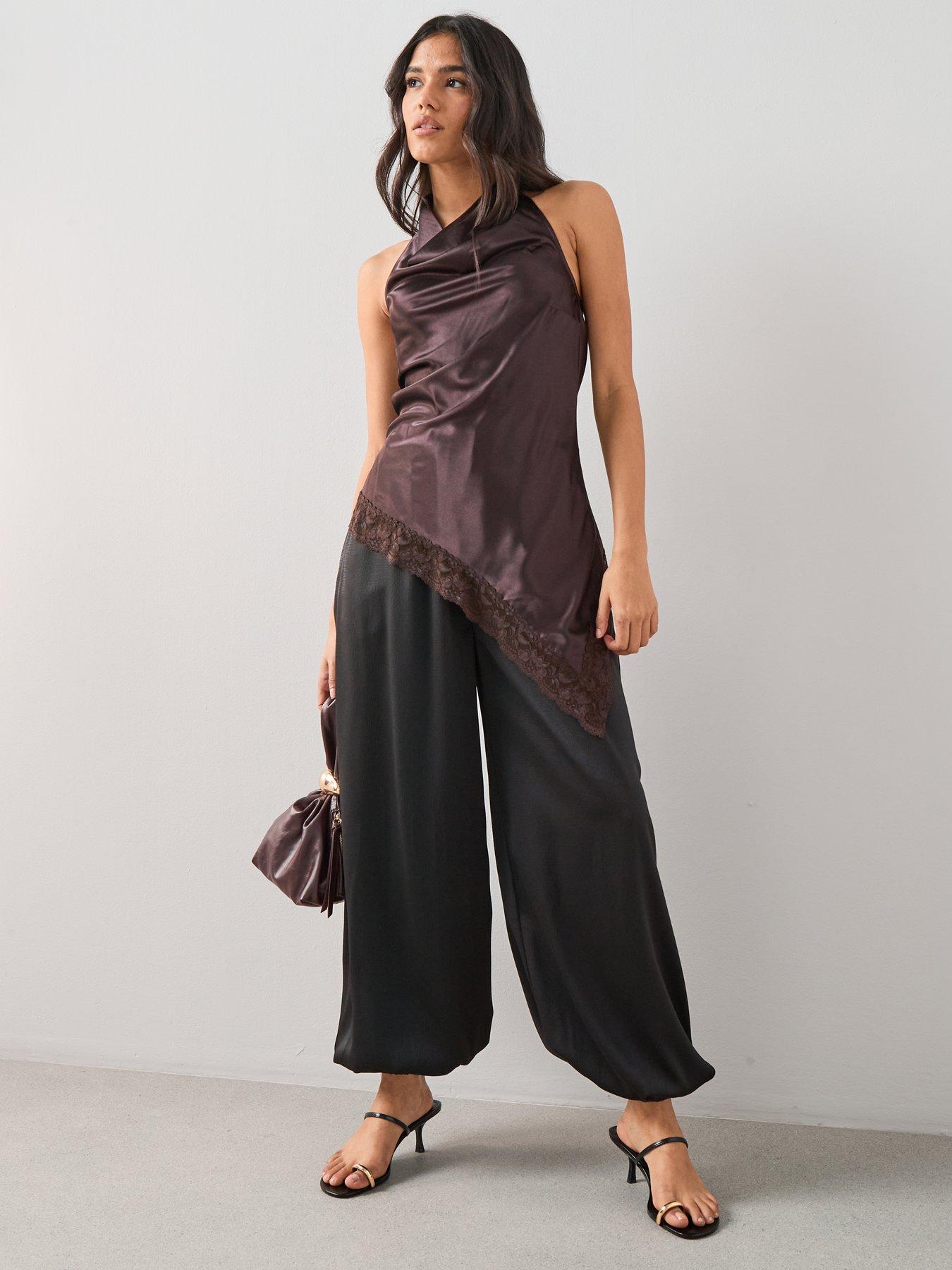 Image 3 of 6 of The Very Collection Satin Balloon Trousers - Black