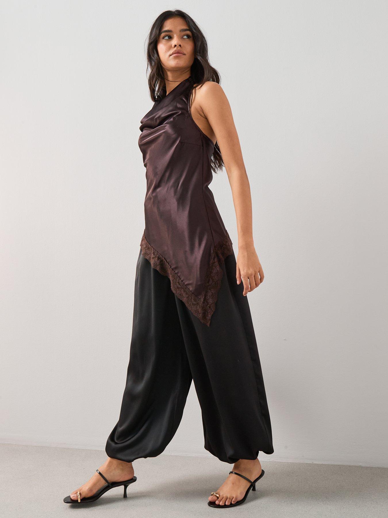 Image 4 of 6 of The Very Collection Satin Balloon Trousers - Black