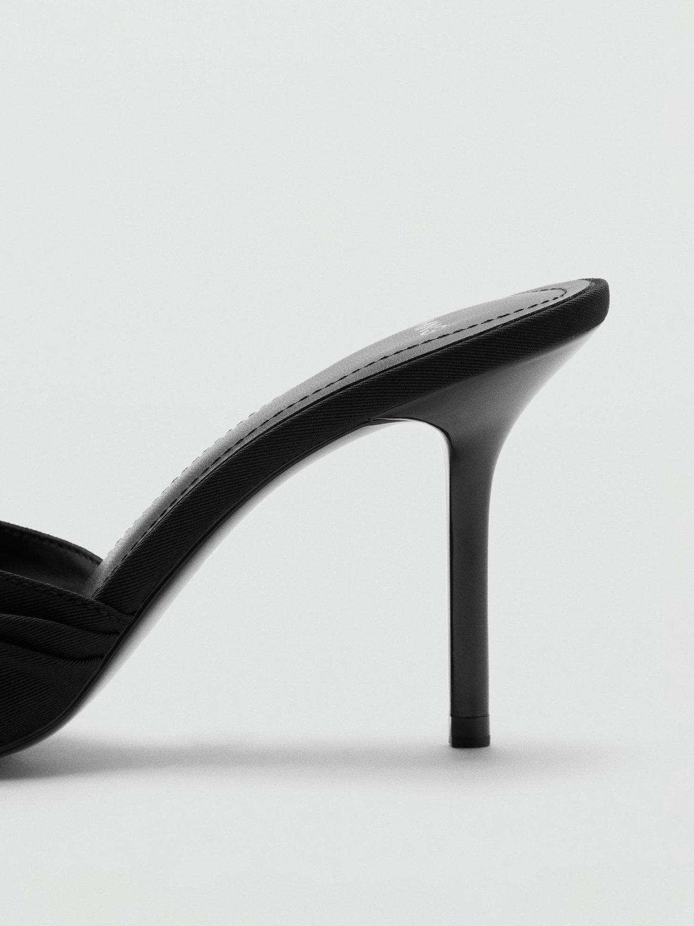 Image 2 of 4 of Mango Bow Detail Heeled Sandals - Black