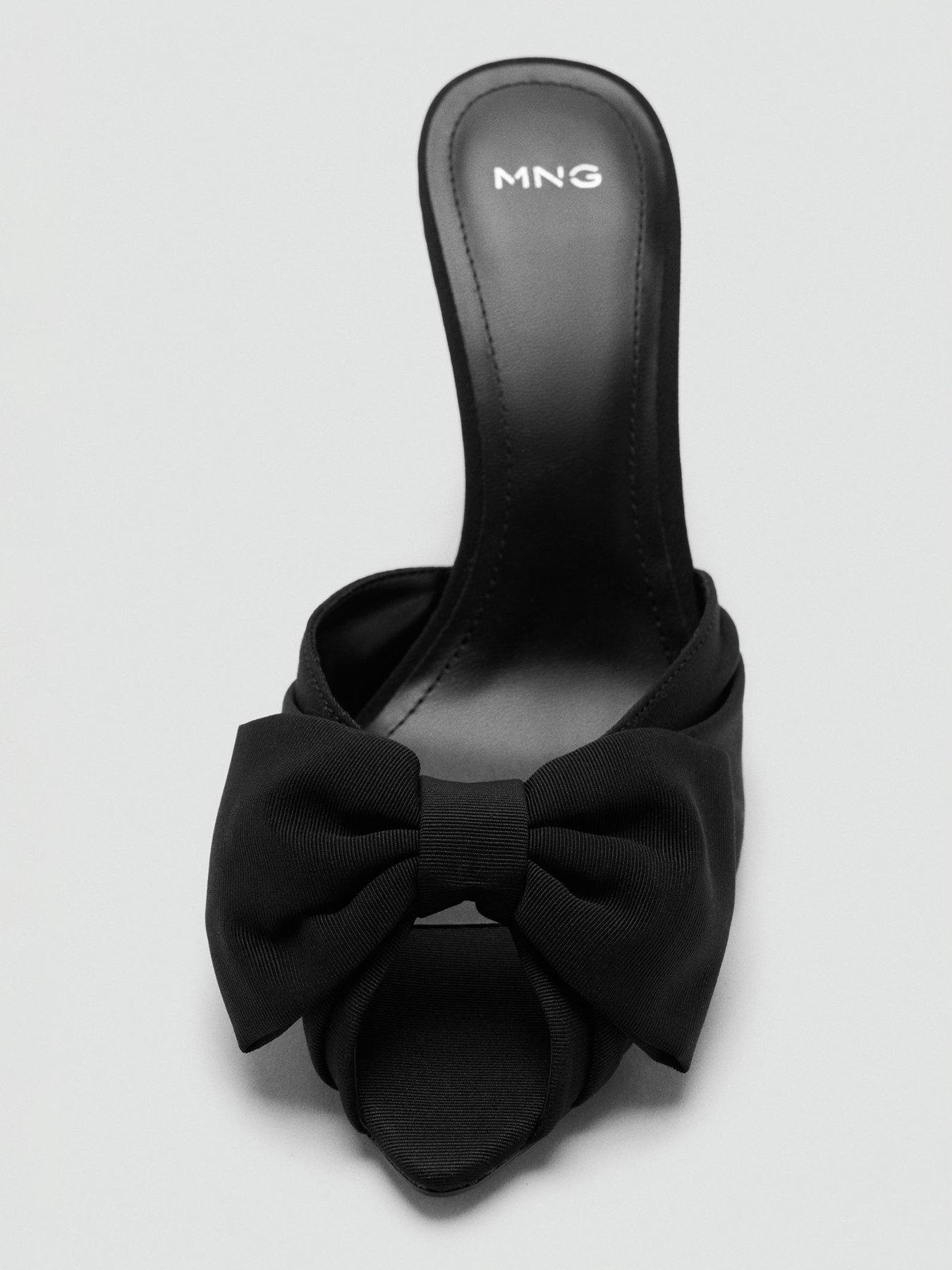 Image 3 of 4 of Mango Bow Detail Heeled Sandals - Black