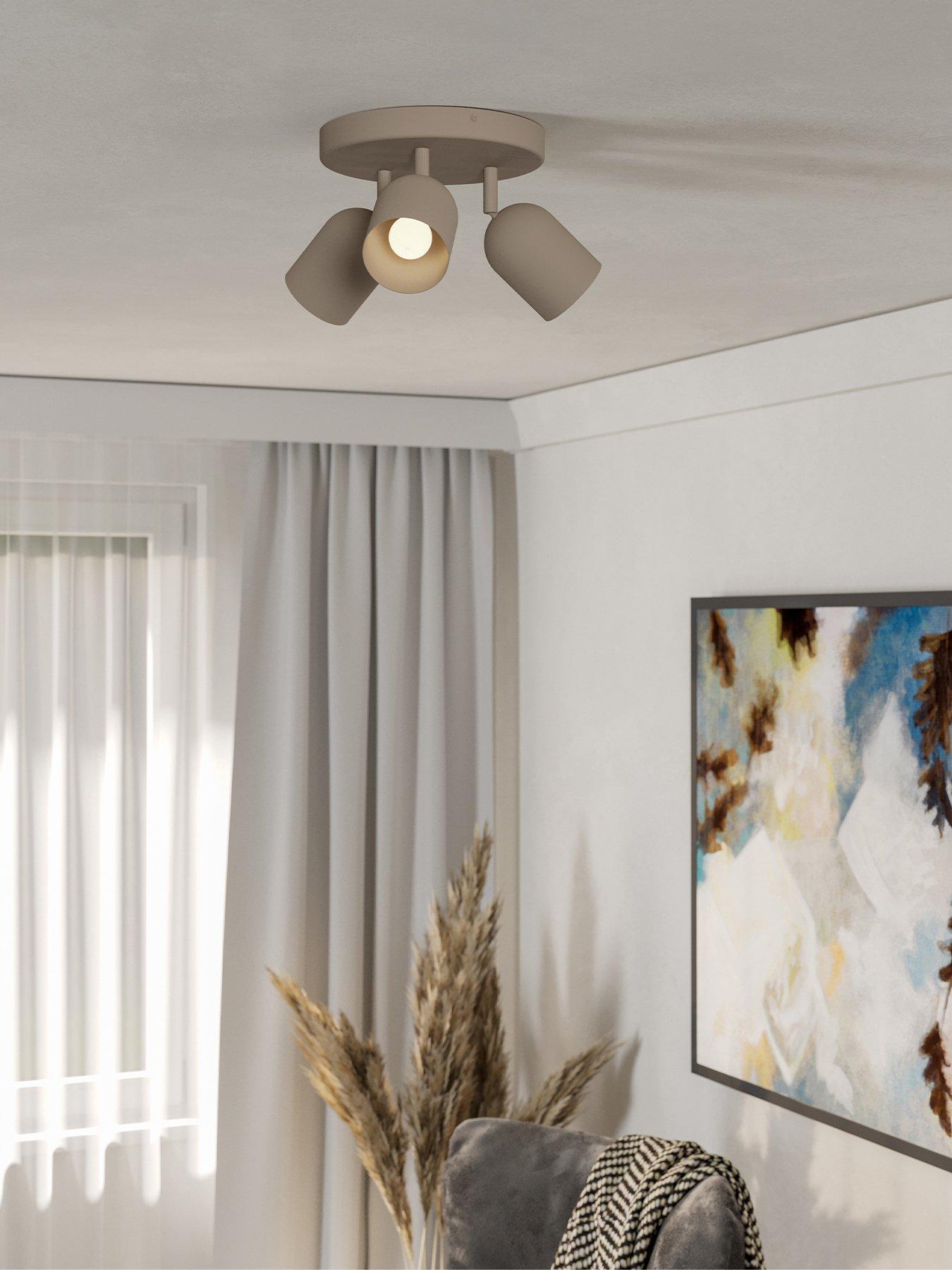 Eglo Tilston Steel Minimalist Triple Ceiling Spotlight, Sandy