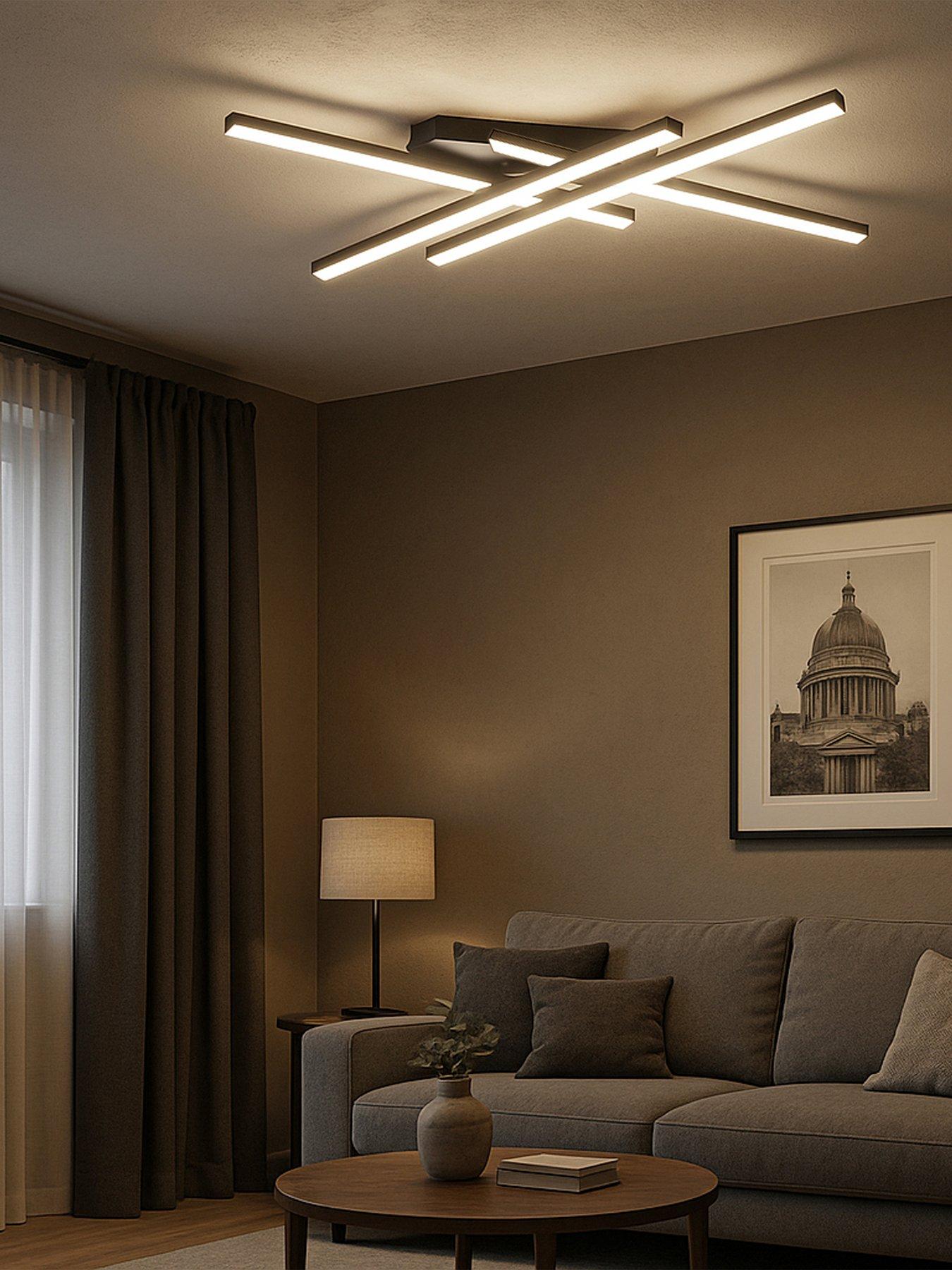 Eglo Vascella Steel  &  Plastic Led Neutral White Modern Ceiling Light, Rectangular