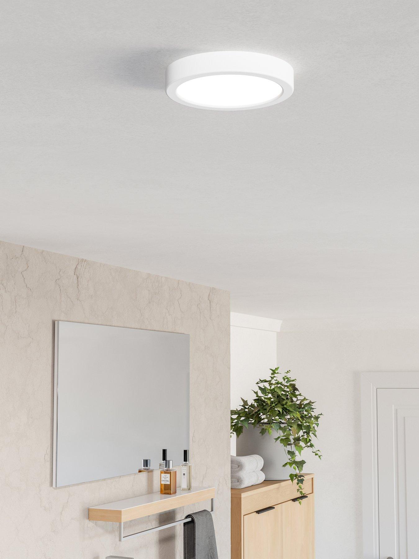 Eglo Fueva 6 Ip44 Led Cct Plastic Ceiling Light, (d) 16.6cm White