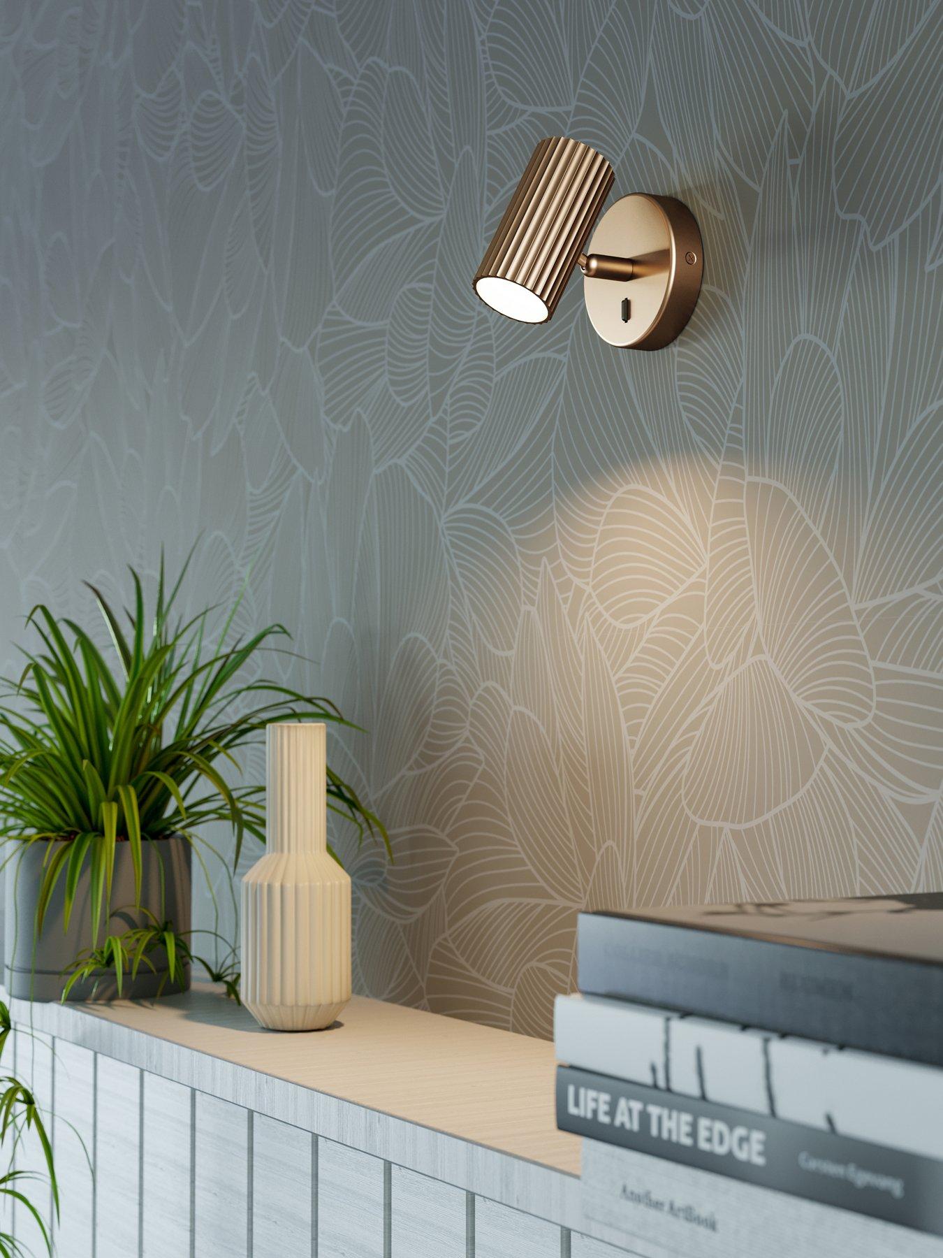 Eglo Eglo Portillo Aluminium  &  Steel Modern Wall Spotlight, Matte Brass