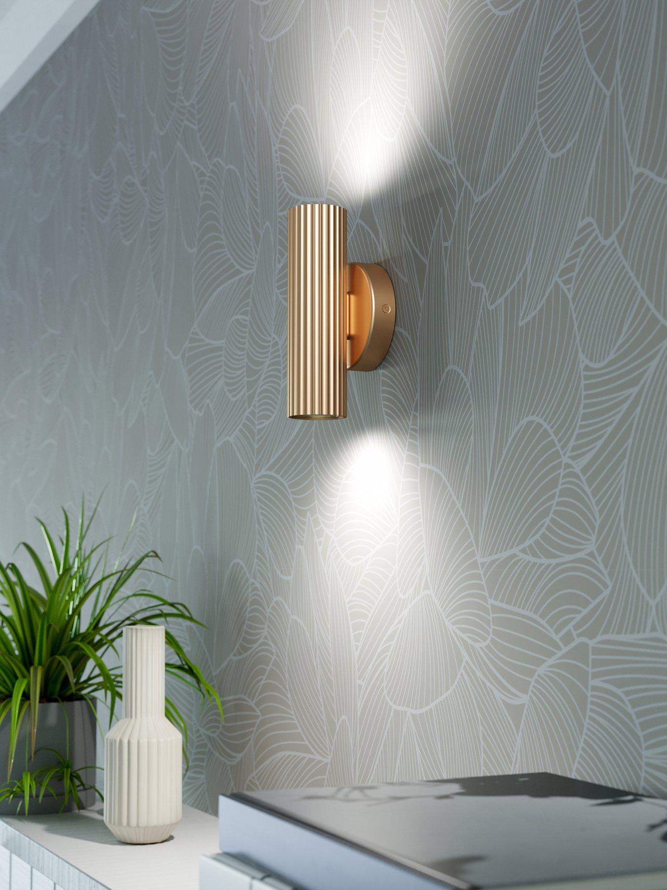 Eglo Portillo Aluminium  &  Steel Modern Uplight  &  Wall Down Light, Matte Brass