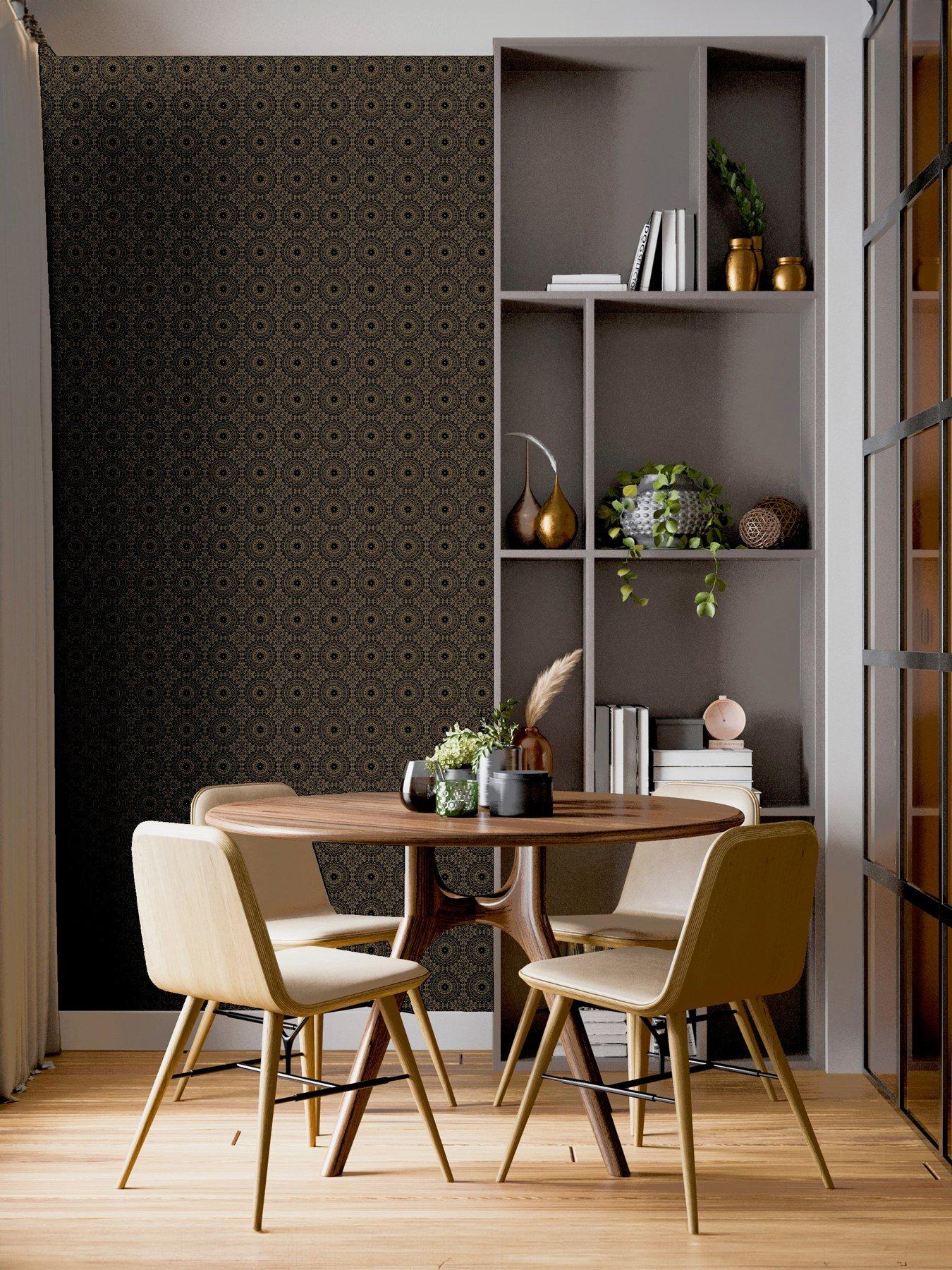ARTHOUSE Symmetrical Chic Black And Gold Wallpaper