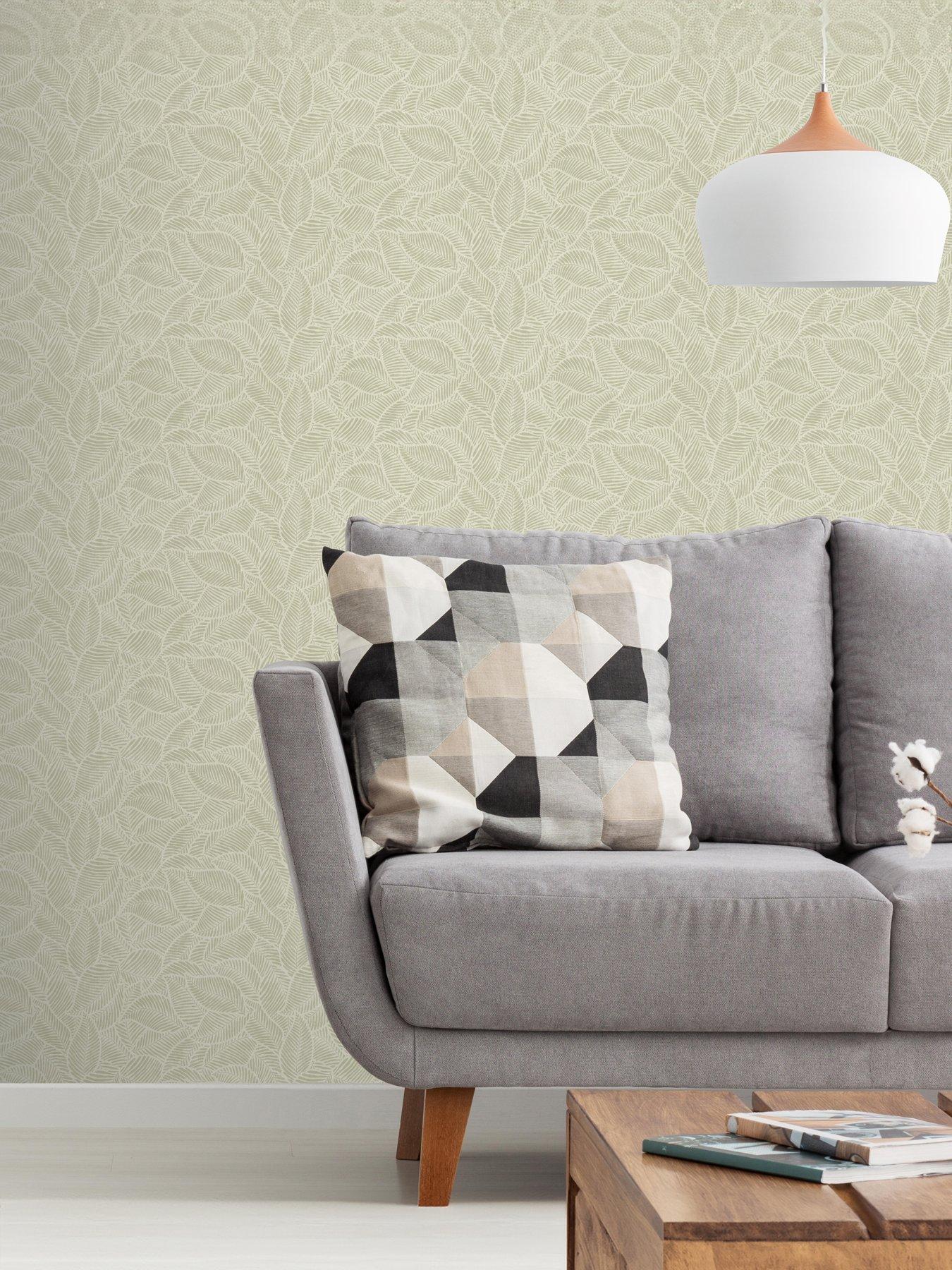 Arthouse Leaf Print Sage Wallpaper