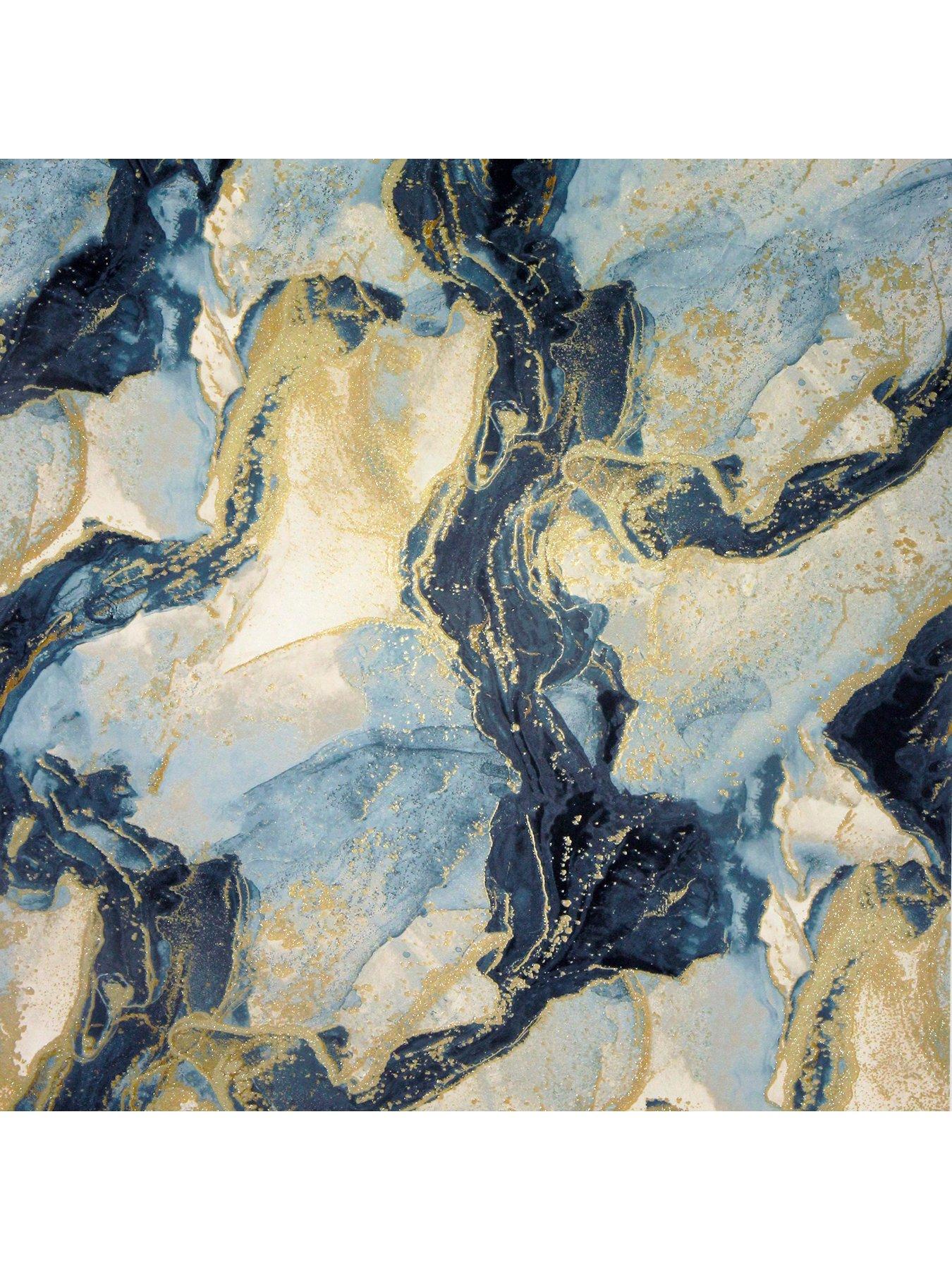 Image 2 of 6 of ARTHOUSE Abstract Marble Teal/gold Wallpaper