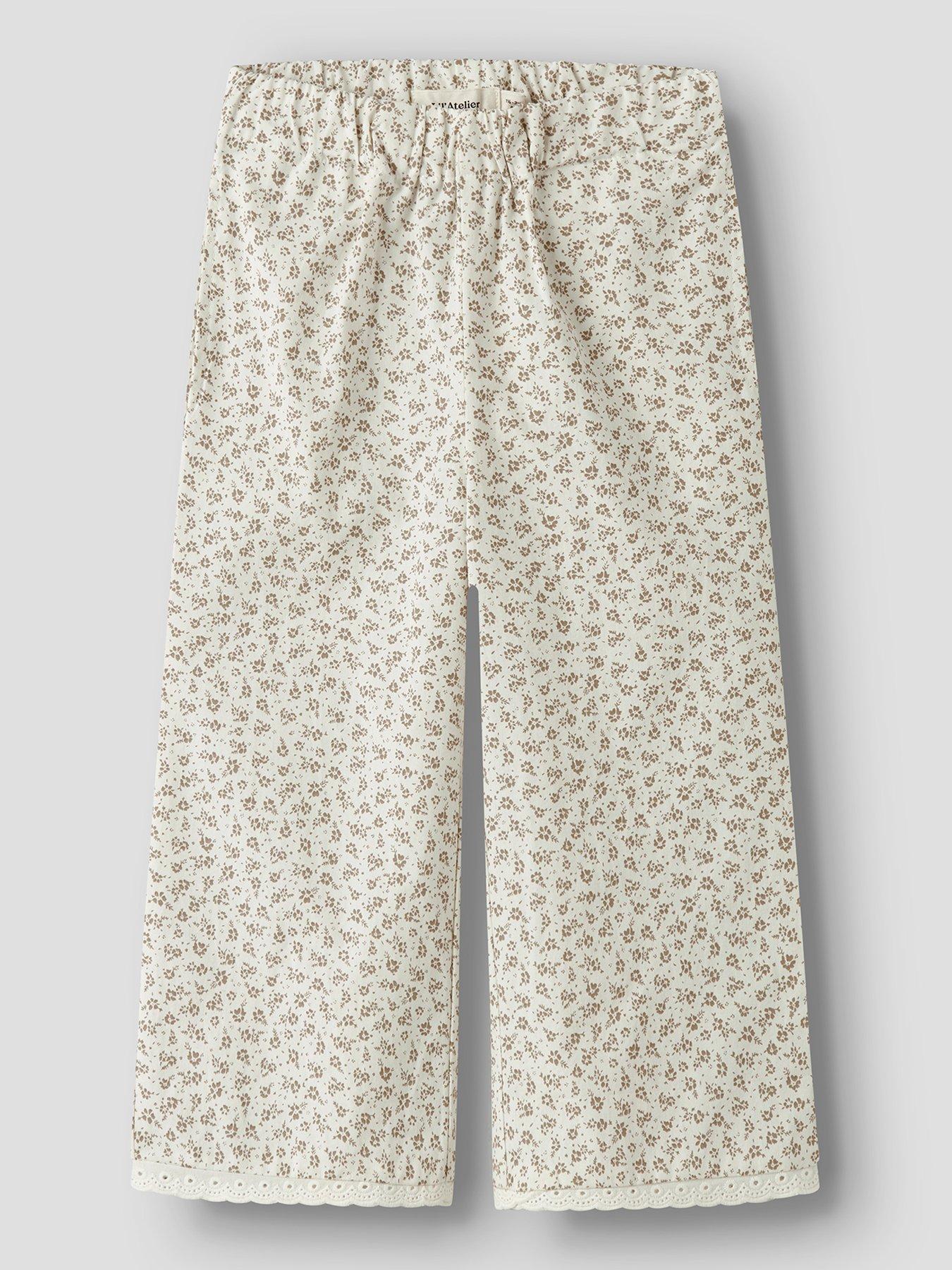 Lil Atelier Mini Girls Floral Co-Ord Trousers - Cream