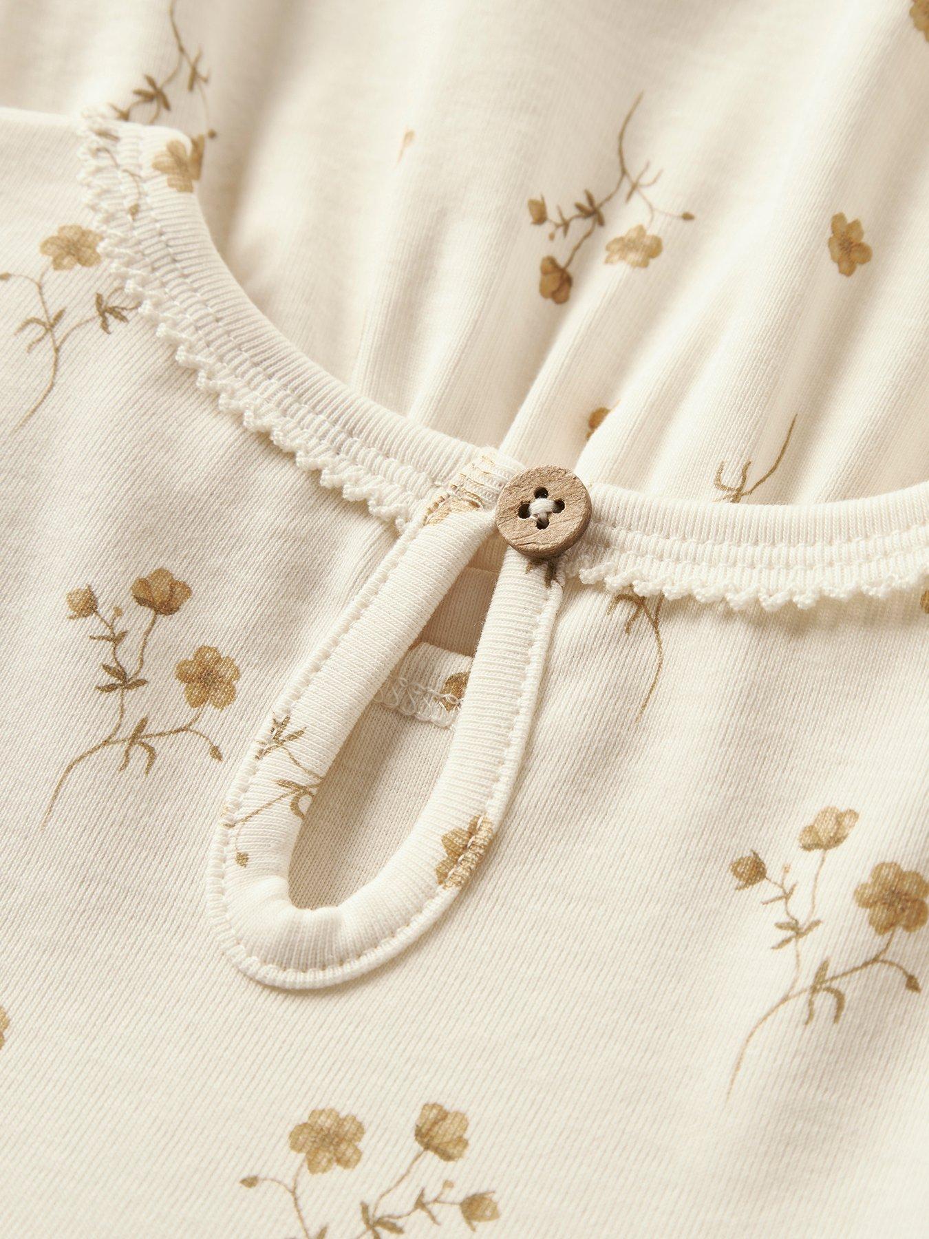 Image 4 of 5 of Lil Atelier Mini Girls Floral Long Sleeve Jersey Dress - Cream