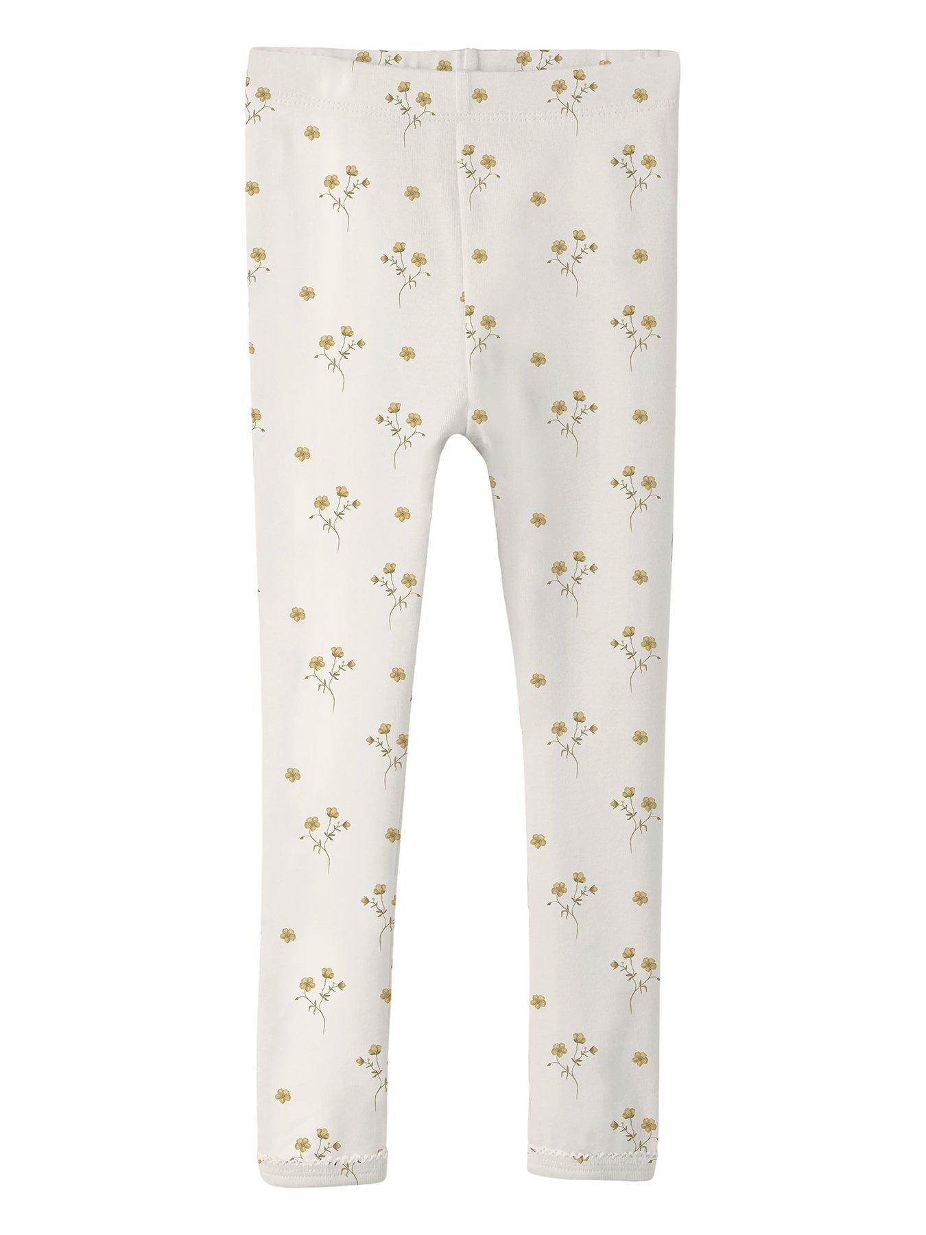 Lil Atelier Mini Girls Floral Leggings - Cream