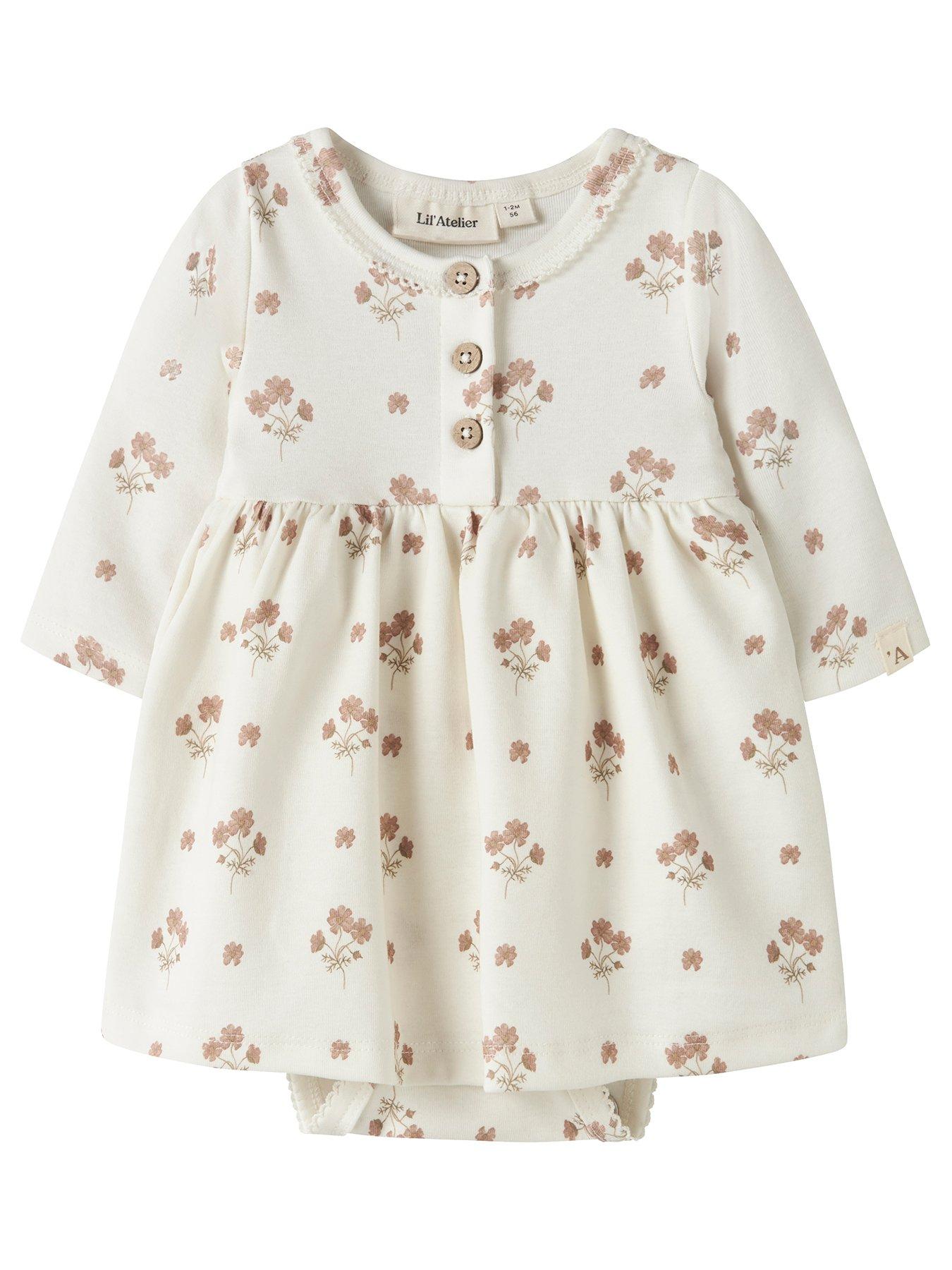 Lil Atelier Baby Girls Floral Jersey Body Dress - Cream