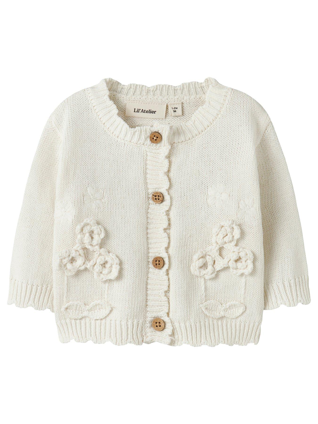 Image 2 of 5 of Lil Atelier Baby Girls Knitted Cardigan - Cream