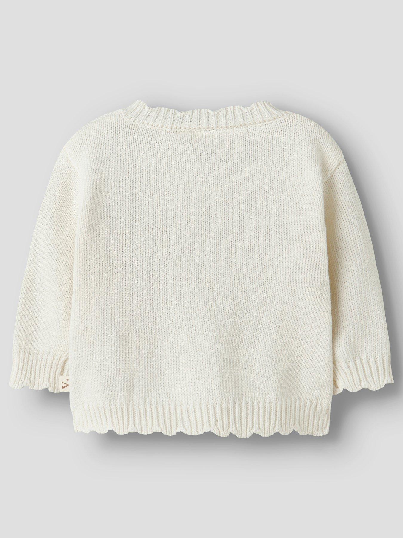 Image 3 of 5 of Lil Atelier Baby Girls Knitted Cardigan - Cream