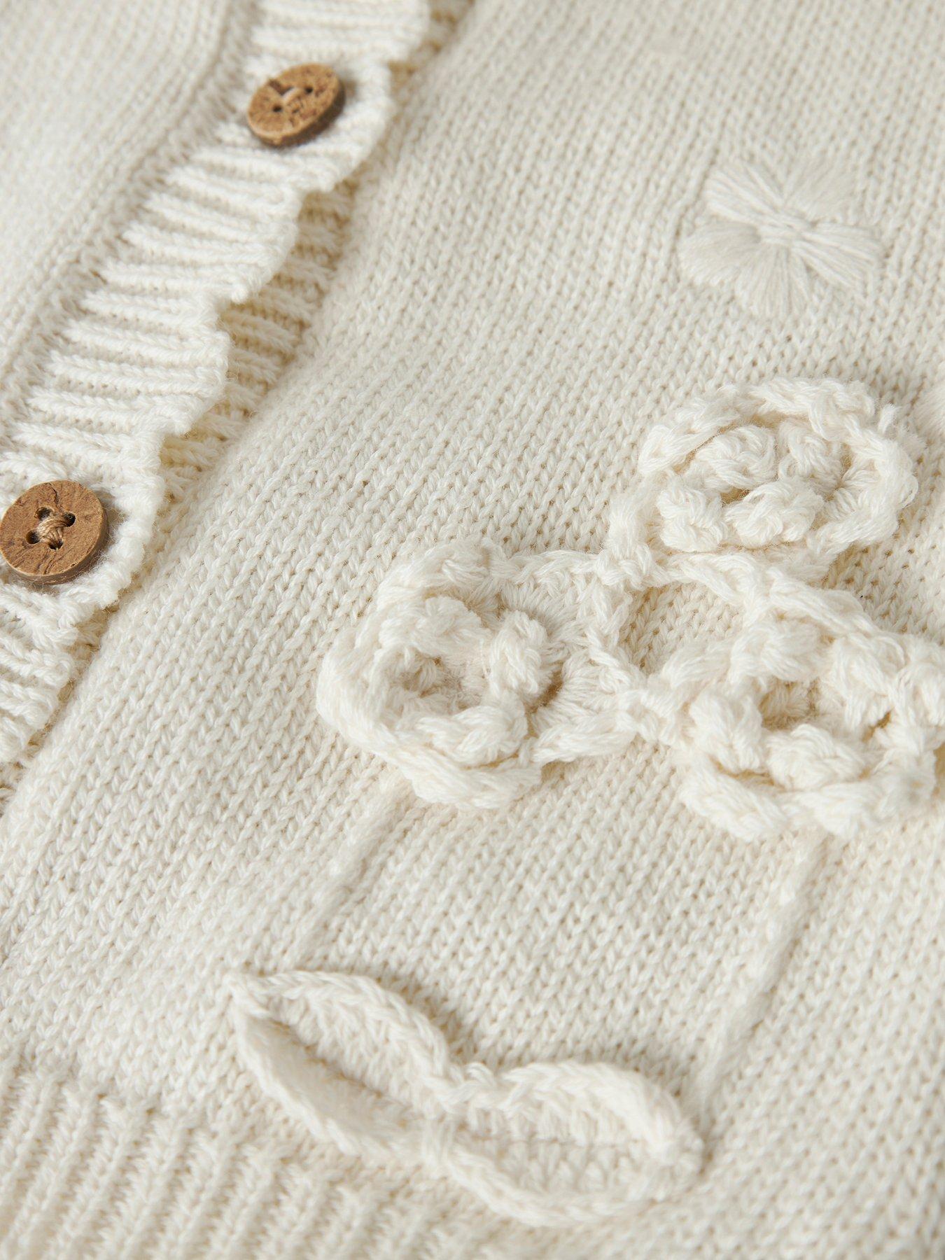 Image 4 of 5 of Lil Atelier Baby Girls Knitted Cardigan - Cream