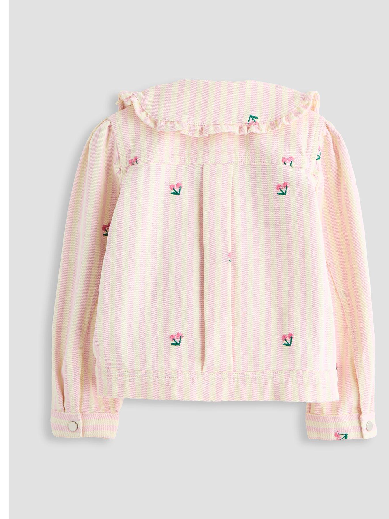 Image 2 of 4 of The Very Collection Girls Embroidered Denim Jacket - Pink/White