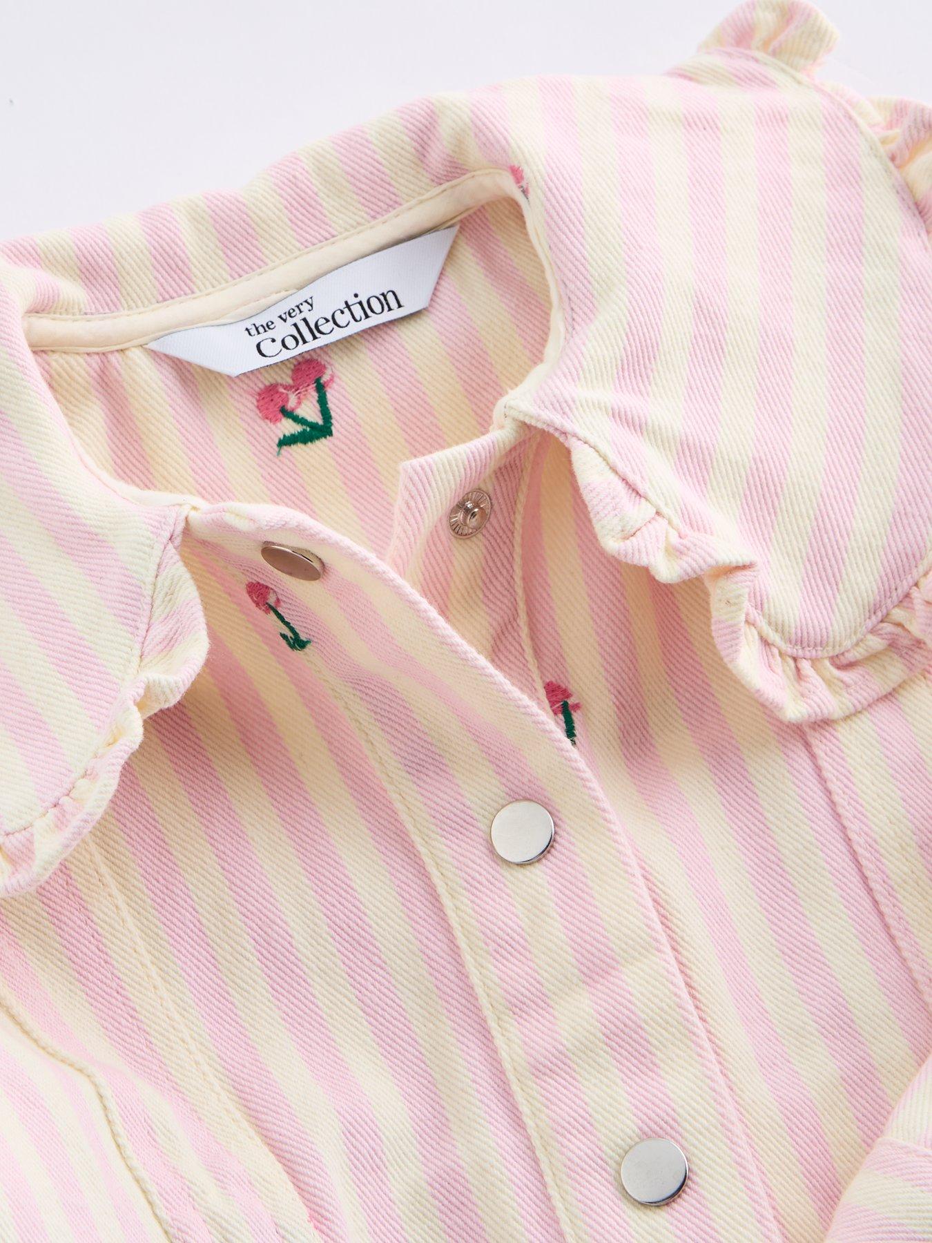 Image 3 of 4 of The Very Collection Girls Embroidered Denim Jacket - Pink/White