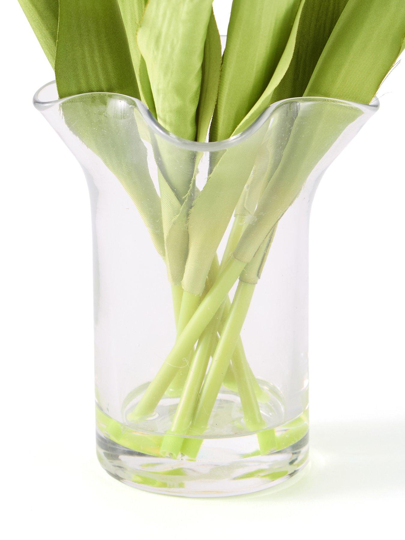 Image 4 of 6 of The Very Collection 32cm Tulips in Frilled Glass Vase